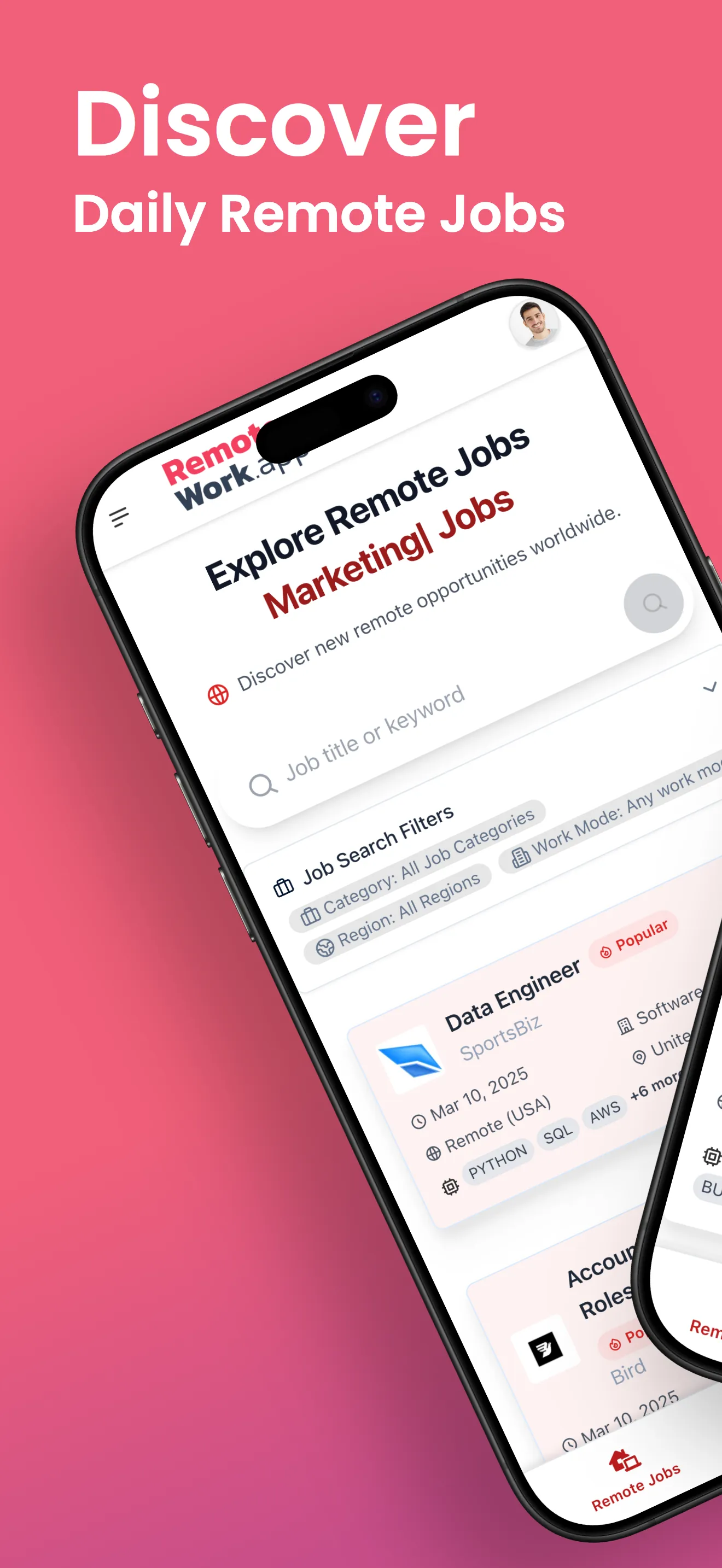 Remote-Work.app - remote jobs iphone screenshot 1