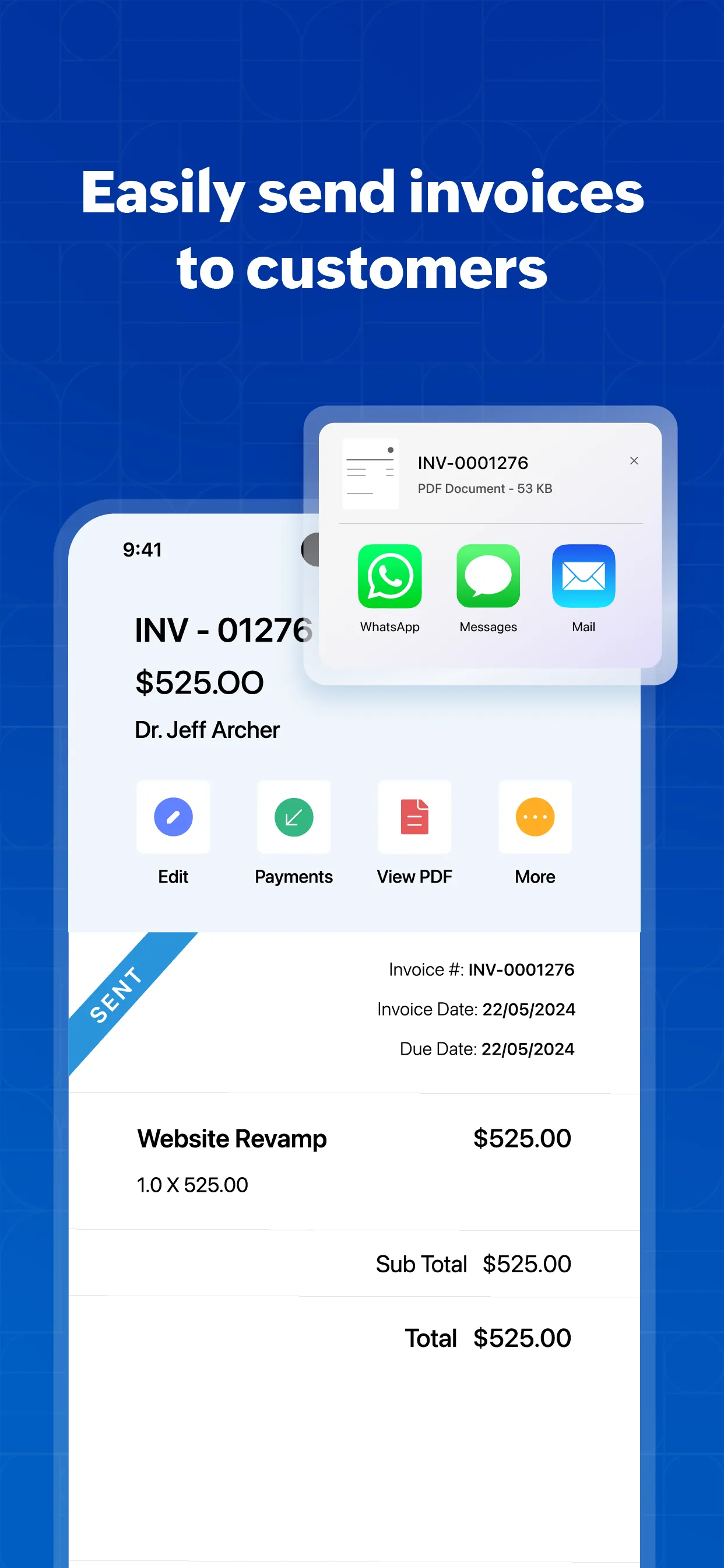 Zoho Invoice Maker App iphone screenshot 4