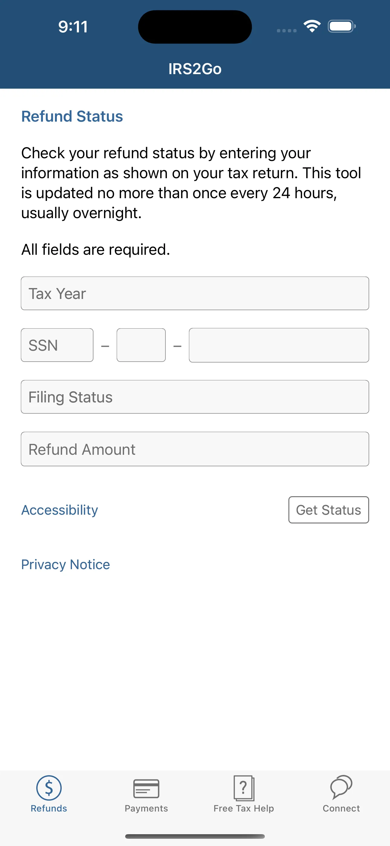 IRS2Go iphone screenshot 1