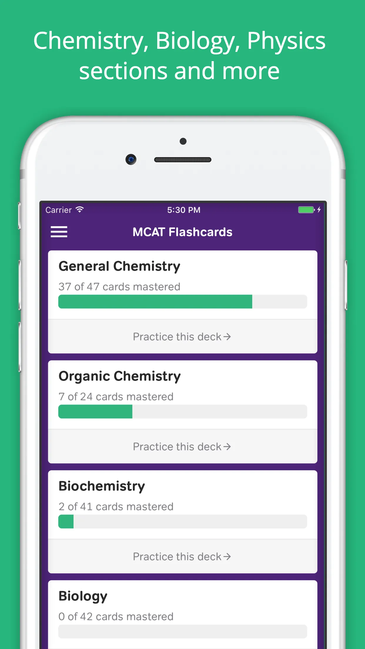 MCAT Prep: MCAT Flashcards iphone screenshot 1