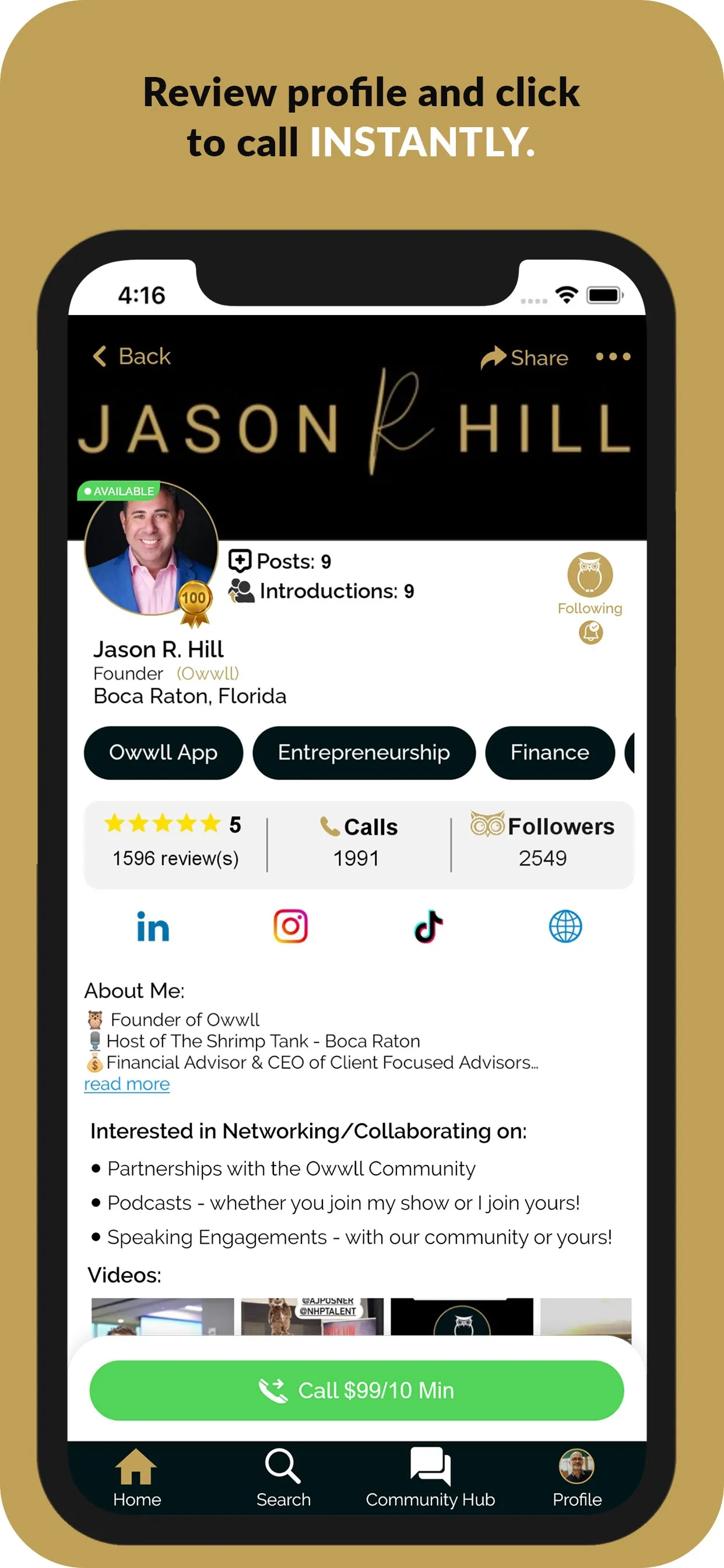 Owwll: Instant 1:1 Networking iphone screenshot 3