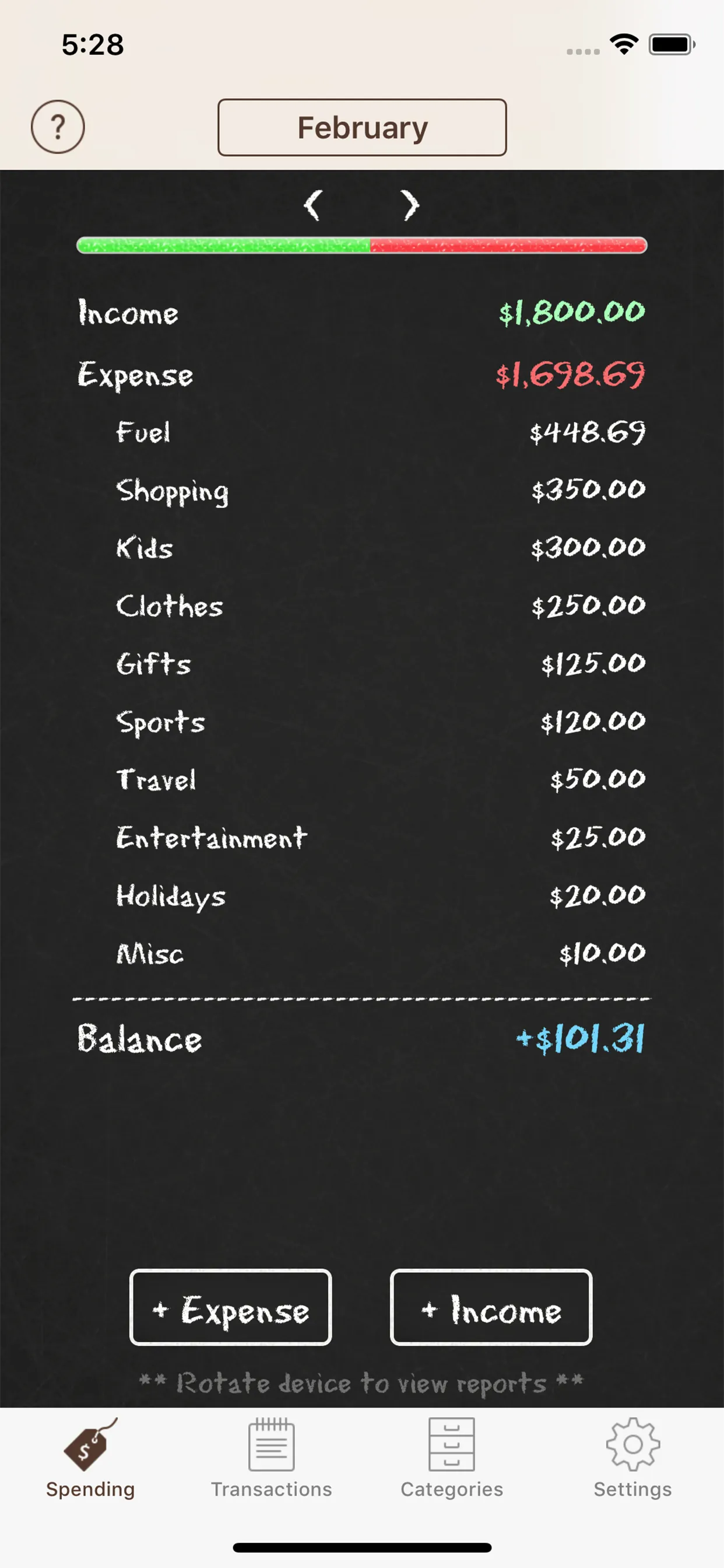 Spending Tracker iphone screenshot 1