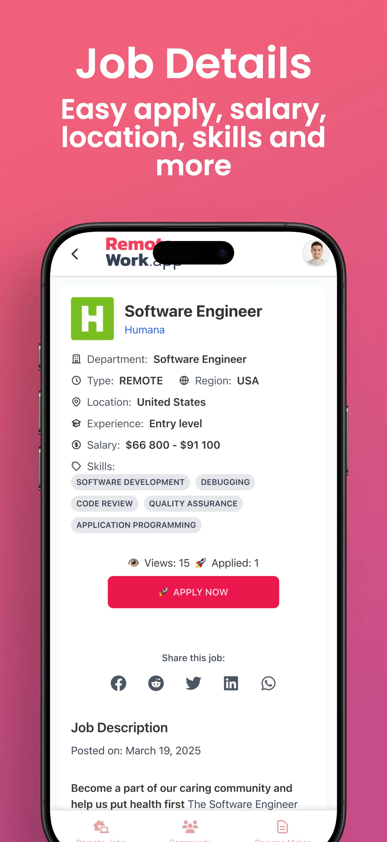 Remote-Work.app - remote jobs iphone screenshot 3