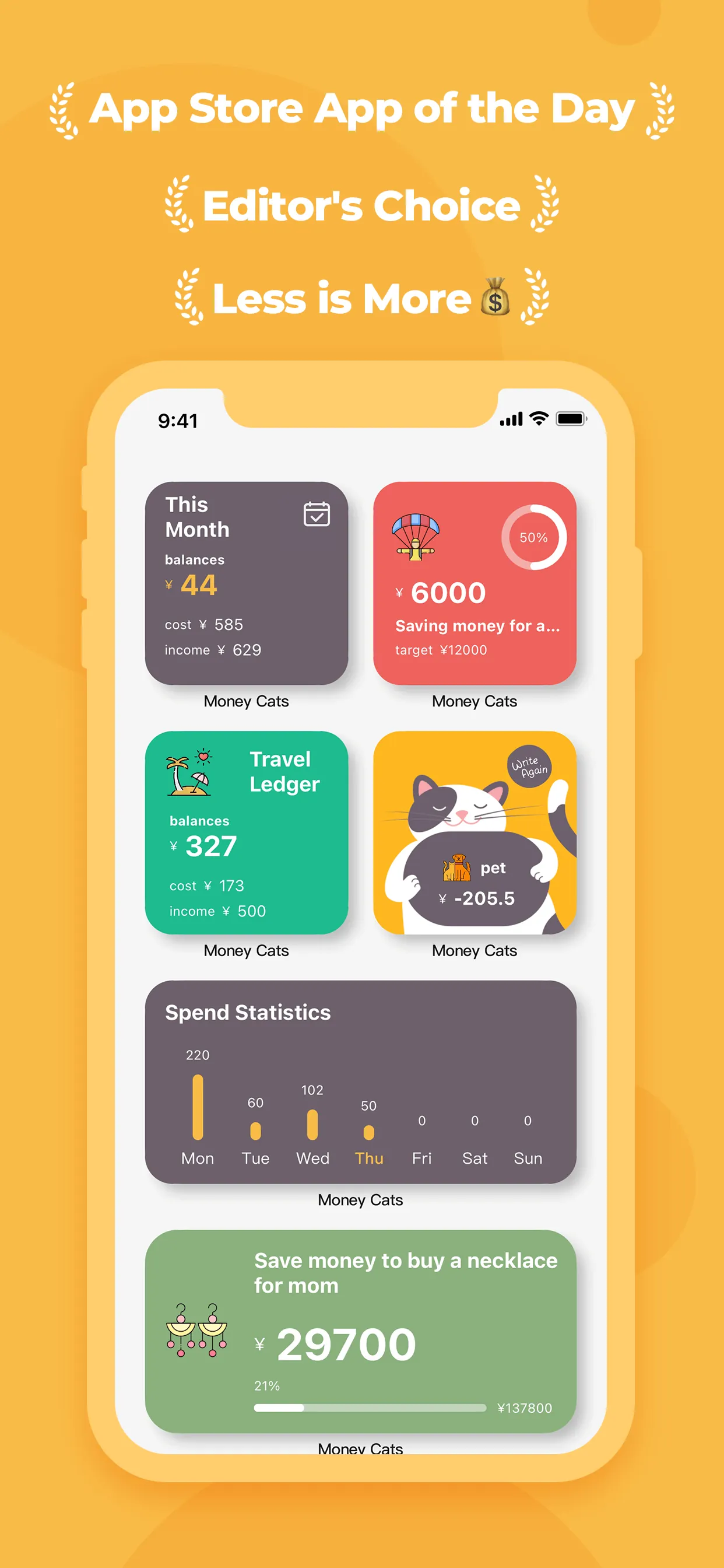Money Cats - Bookkeeping Cost iphone screenshot 1