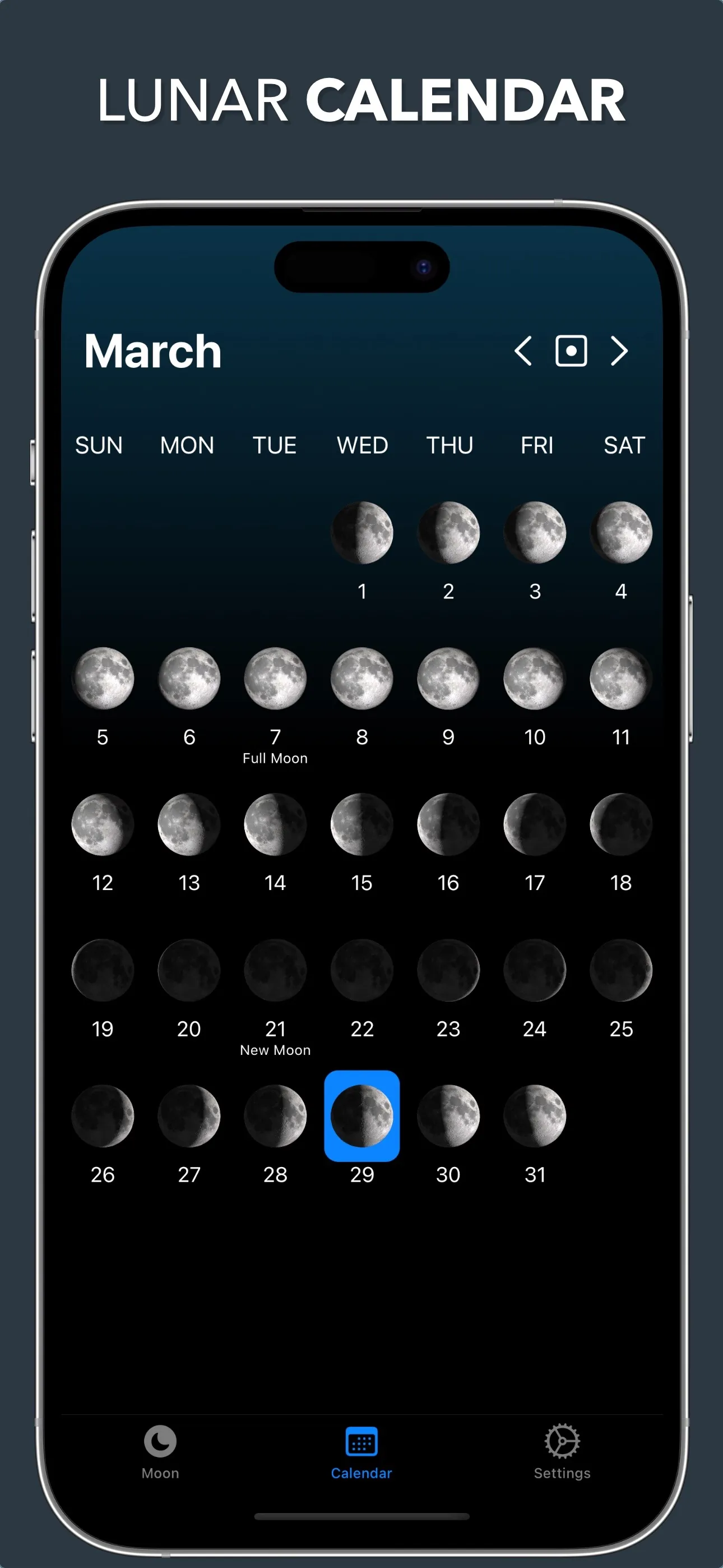 Lunar - Moon Phase & Widget iphone screenshot 2