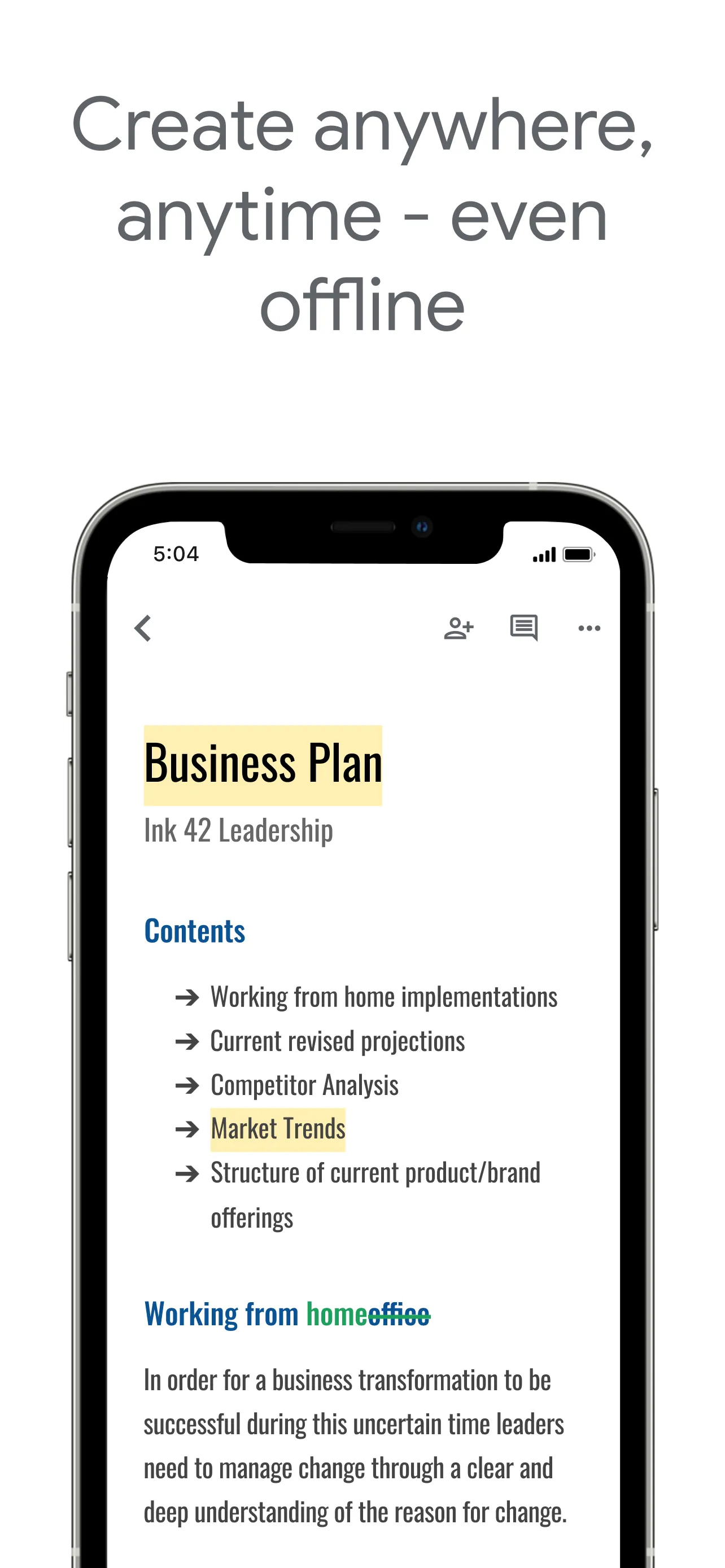 Google Docs iphone screenshot 1
