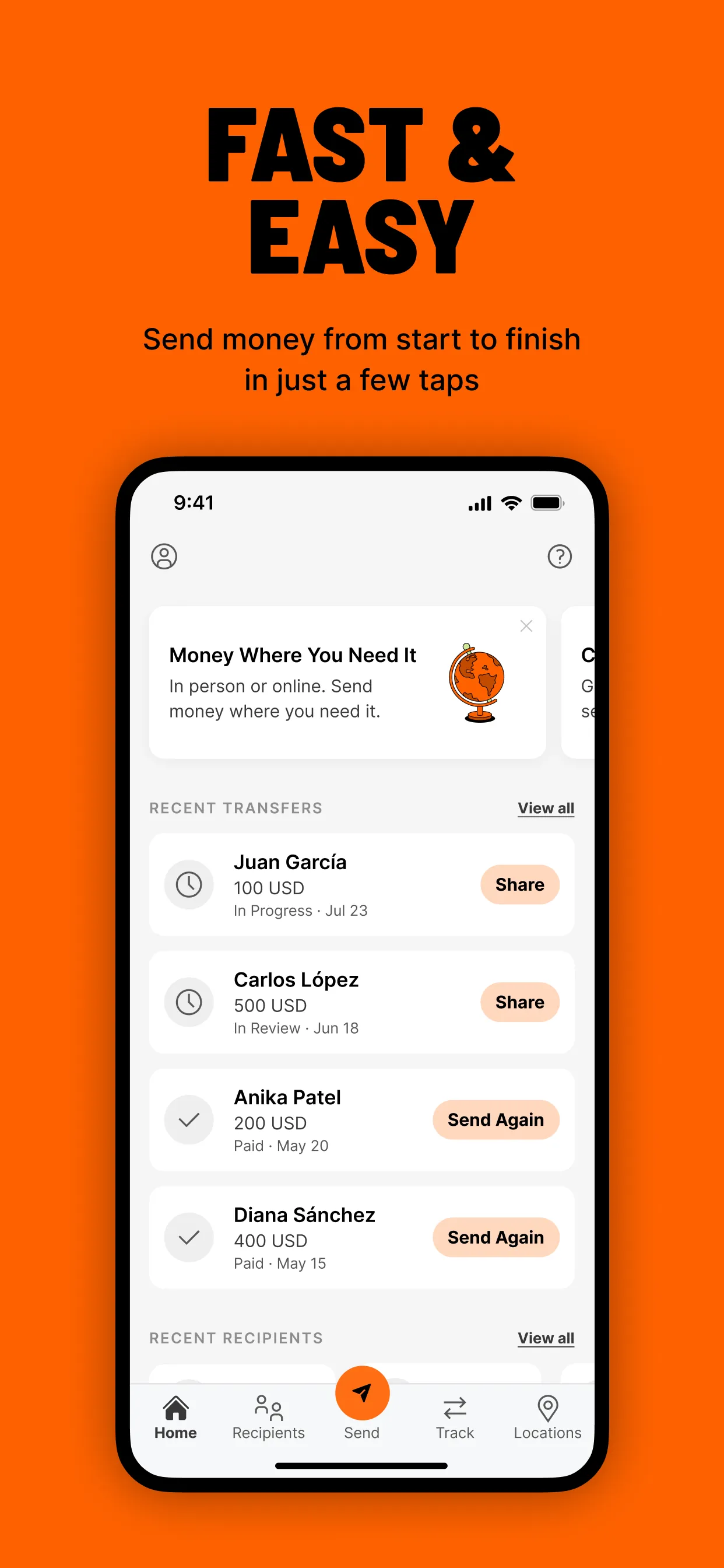 Ria Money Transfer: Send Cash iphone screenshot 2