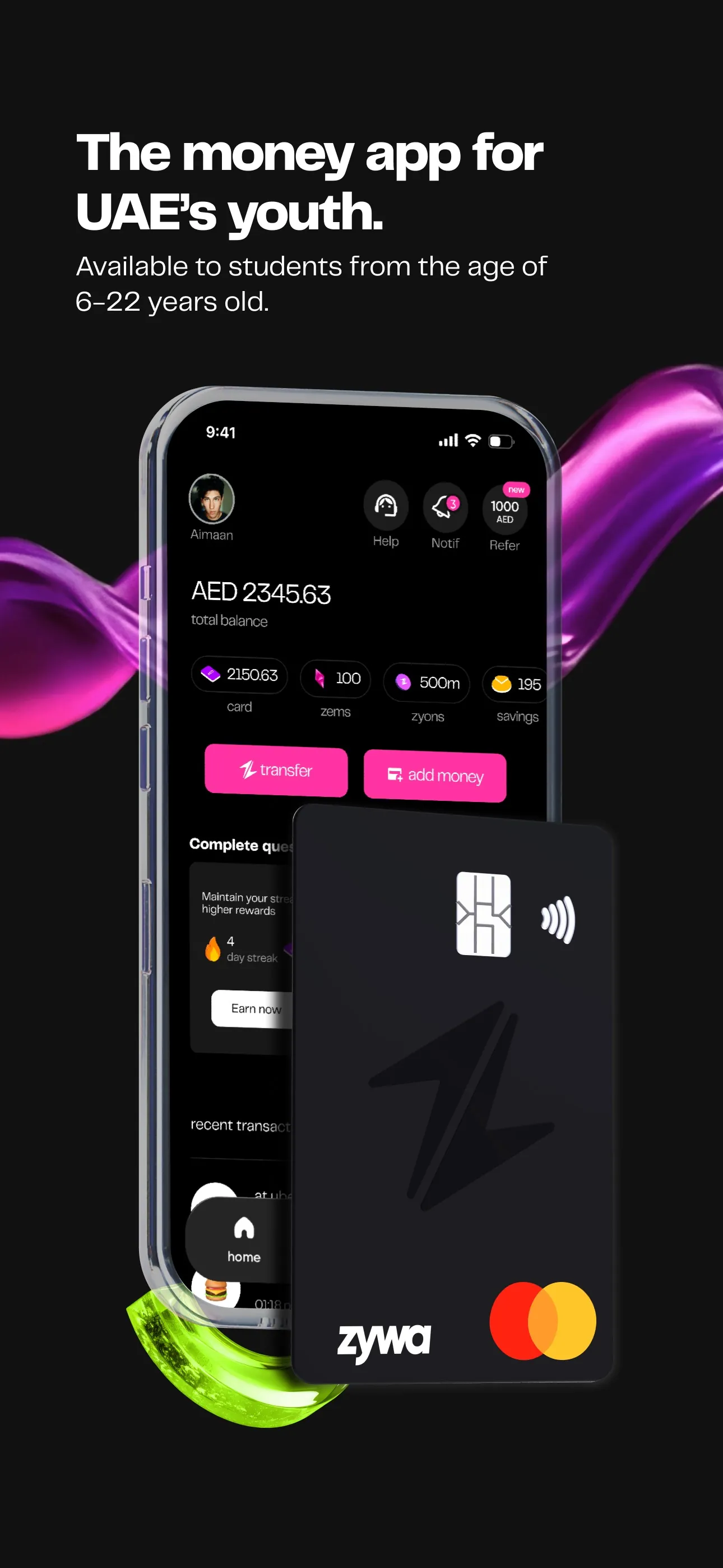 Zywa: Money app for students iphone screenshot 1