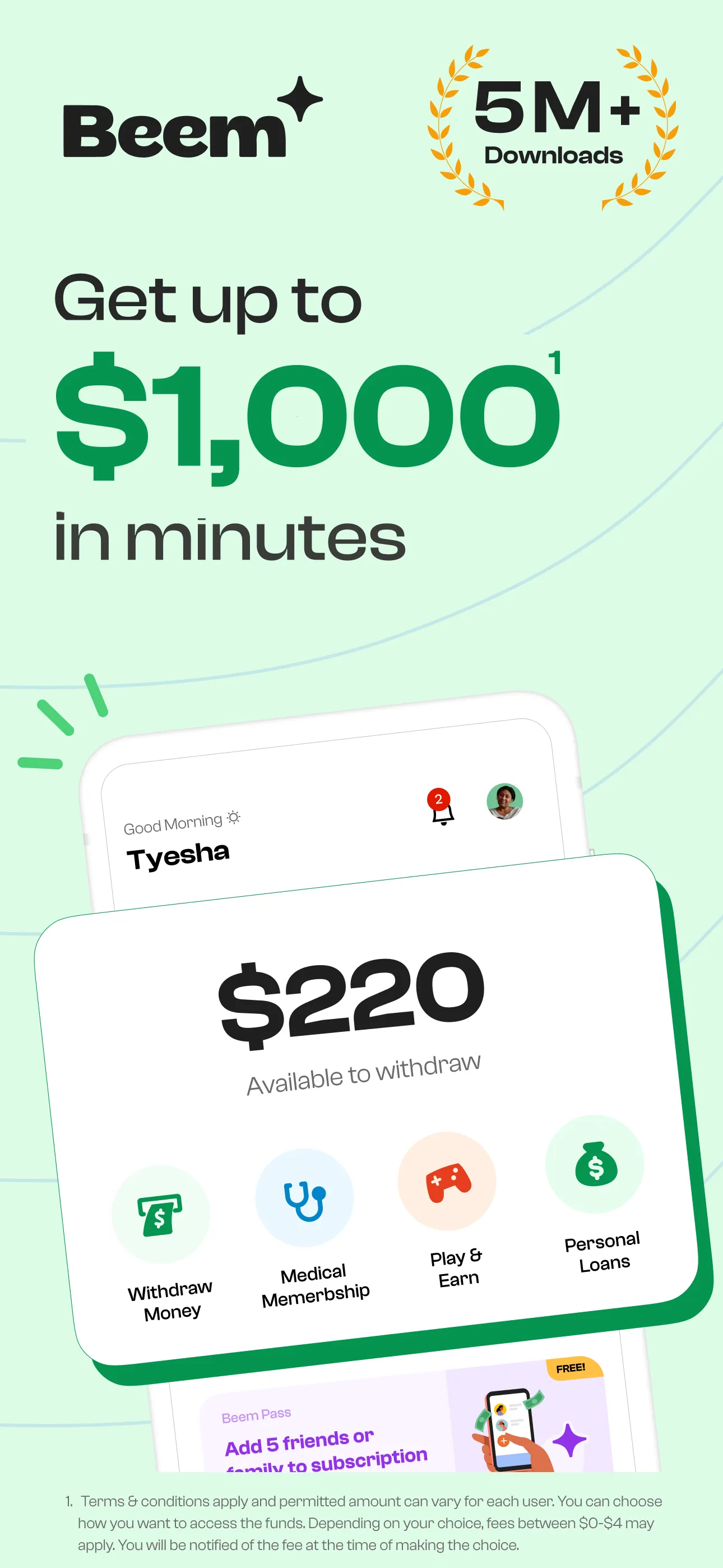 Beem: Better than Cash Advance iphone screenshot 1