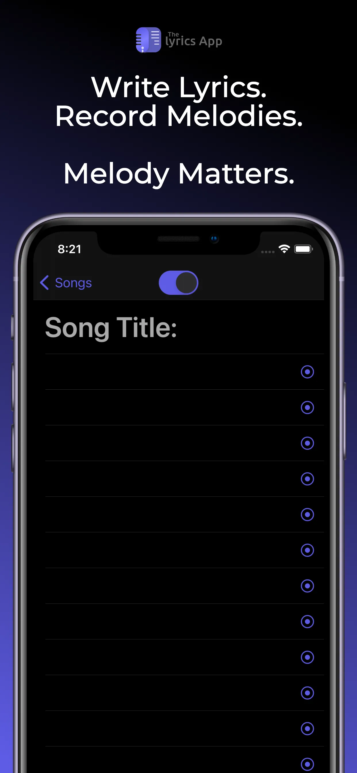 The Lyrics App iphone screenshot 1
