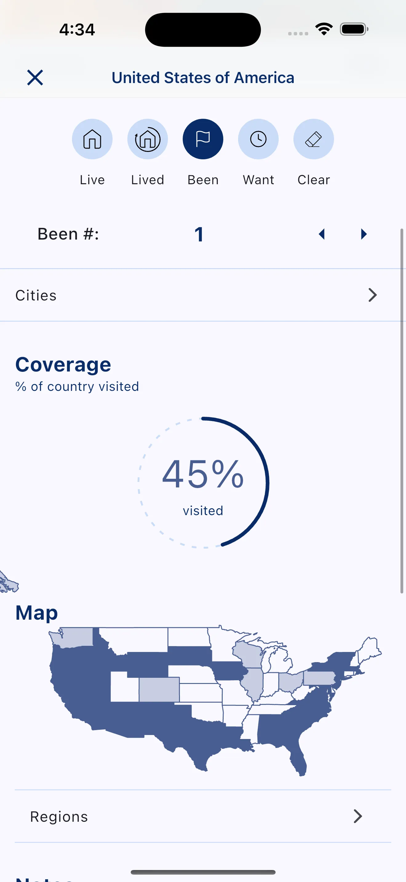 Visited: Travel Map With Lists iphone screenshot 10