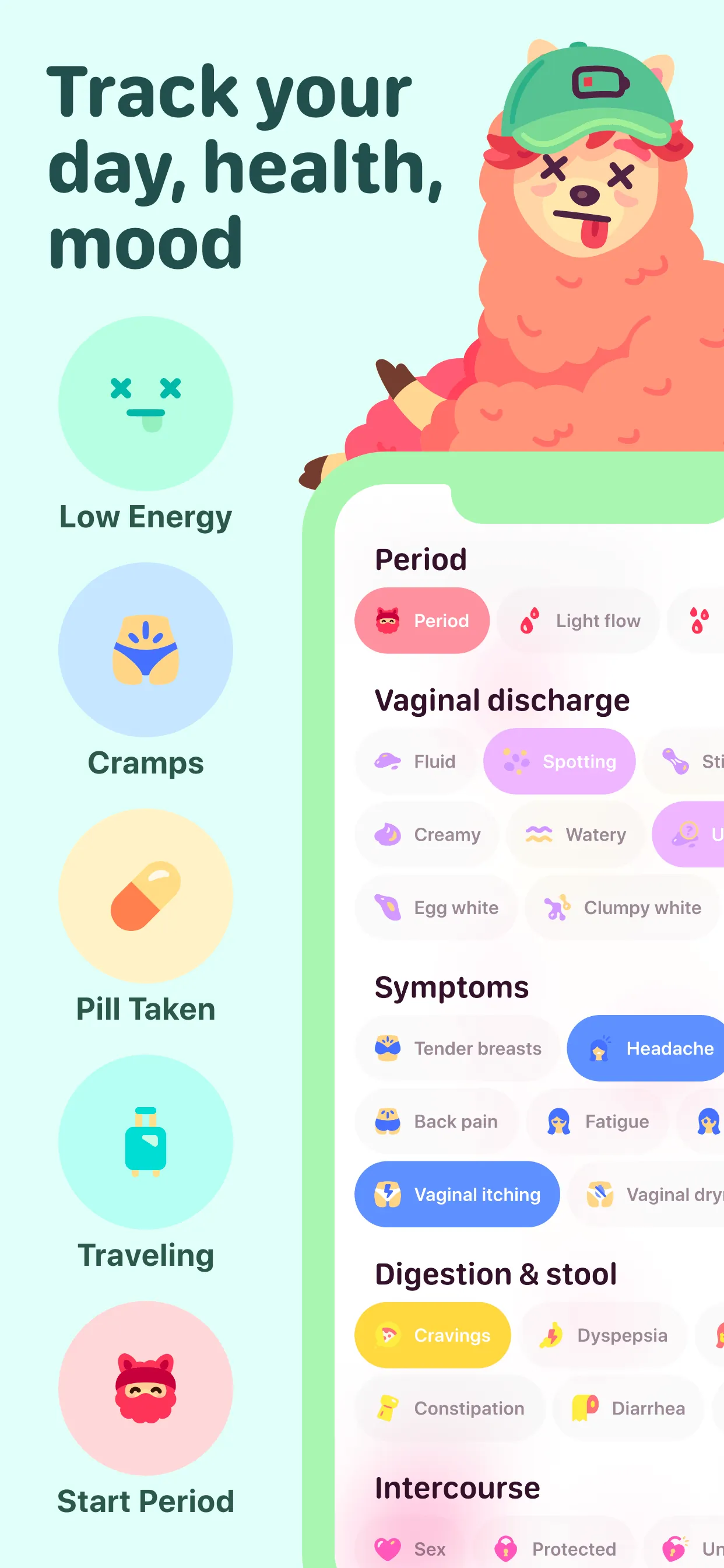 My period calendar Pinkllama iphone screenshot 6