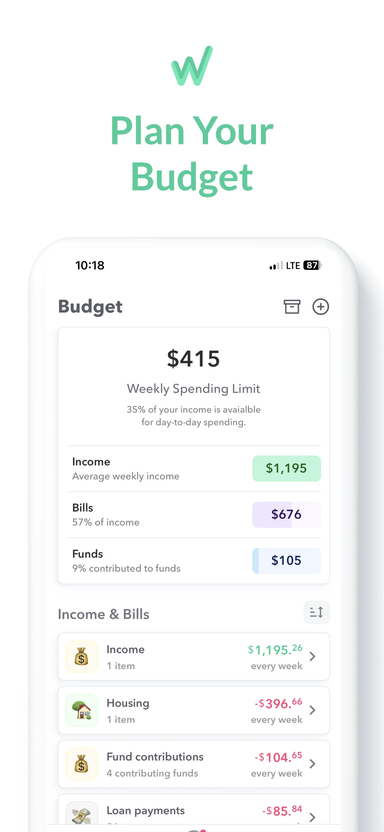 Weekly: Budget Planner App iphone screenshot 1