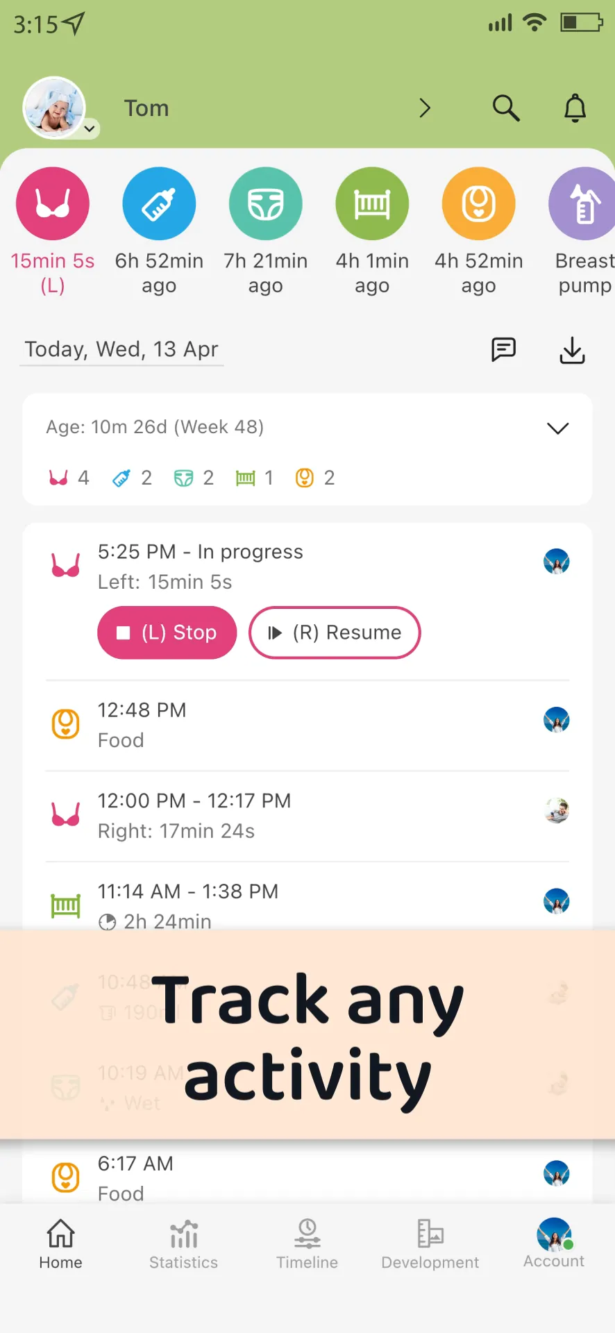 Baby Daybook - Newborn Tracker iphone screenshot 1