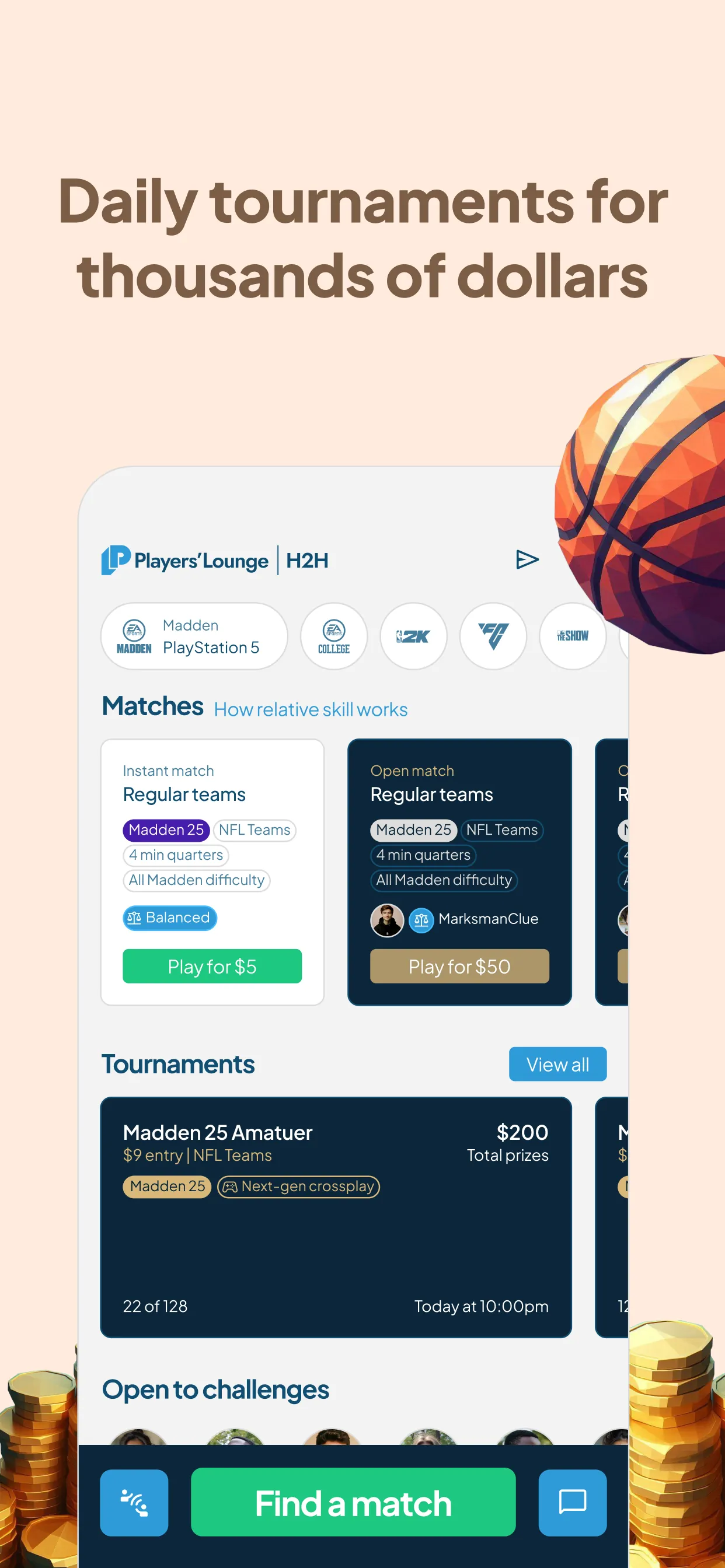 Players' Lounge Head-to-Head iphone screenshot 1