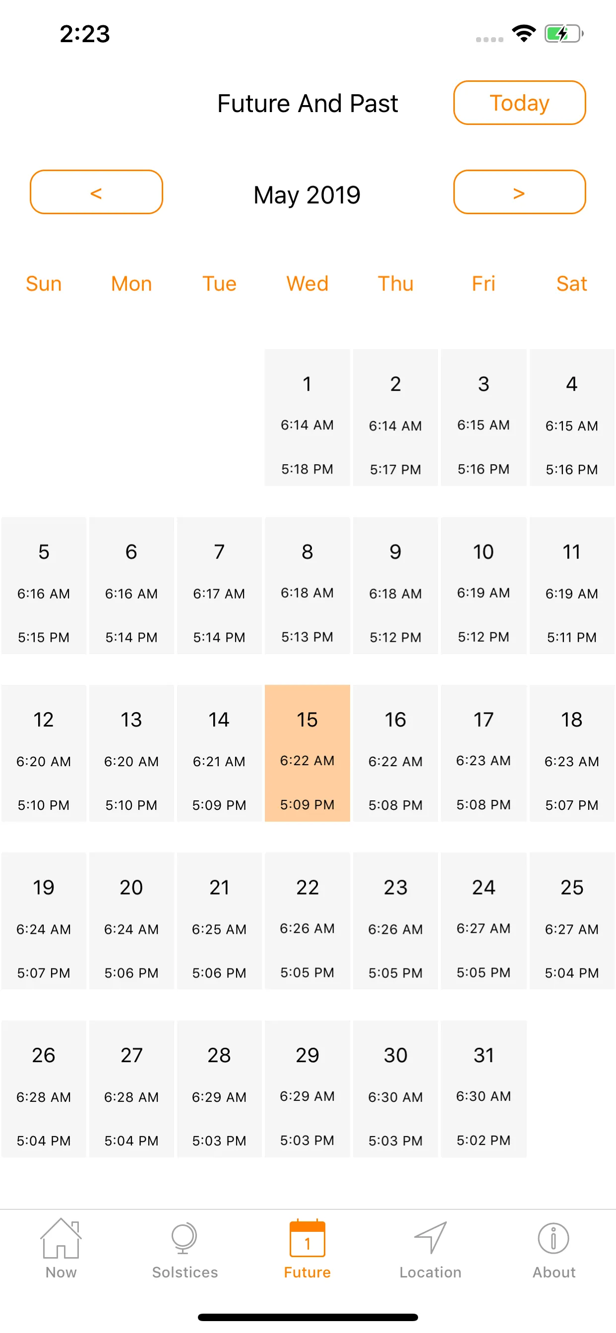 Sunrise Sunset Times iphone screenshot 2