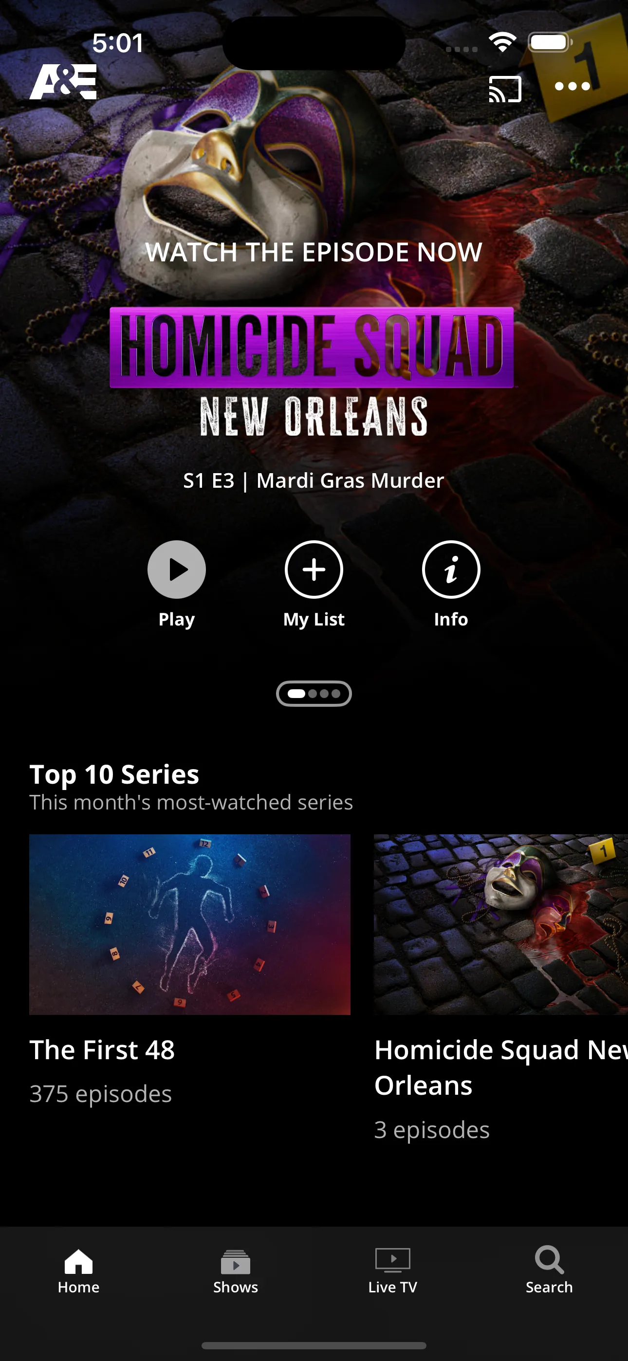 A&E: TV Shows That Matter iphone screenshot 1