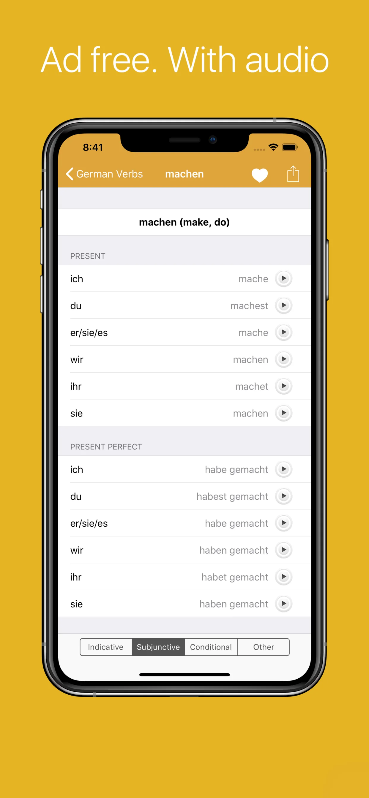 German Verb Conjugator Pro iphone screenshot 2