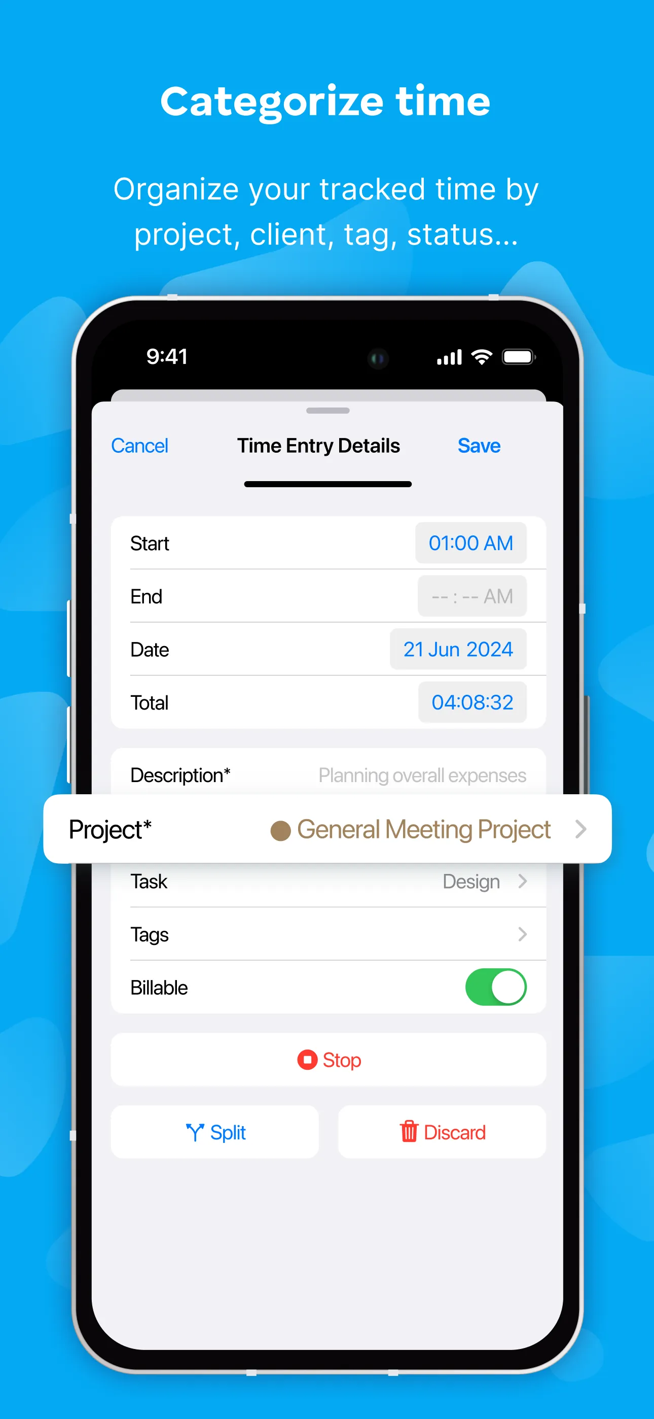 Clockify Time Tracker iphone screenshot 3