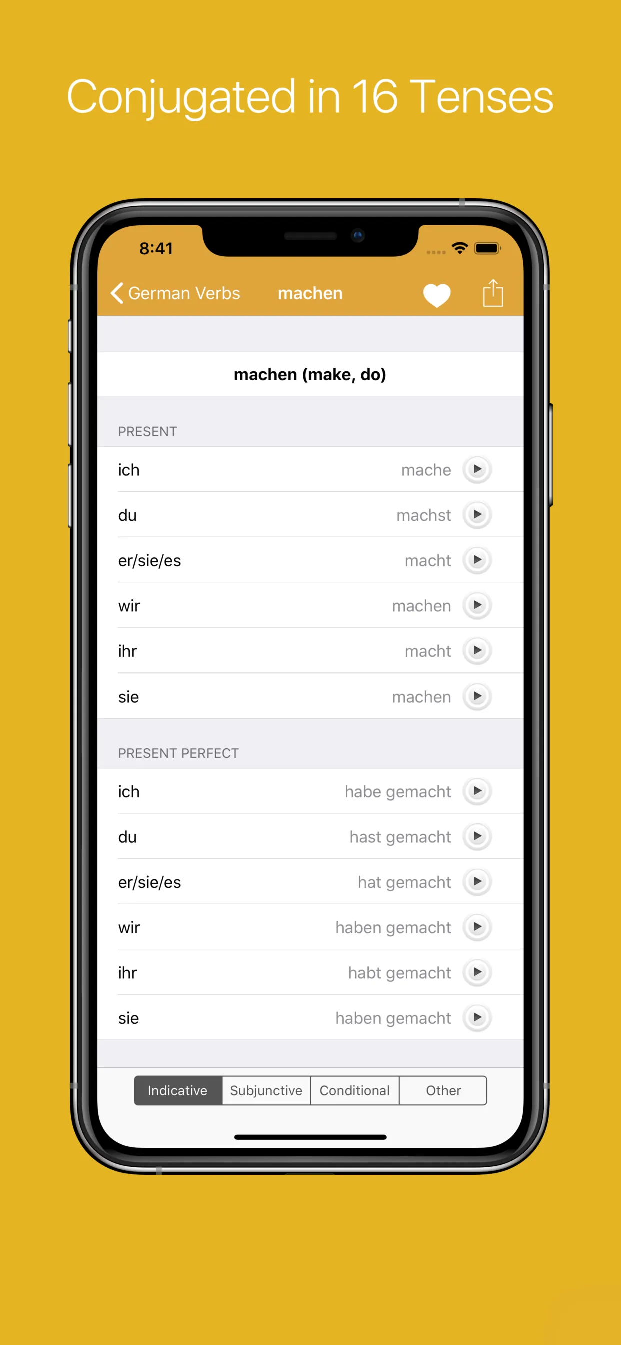 German Verb Conjugator iphone screenshot 3