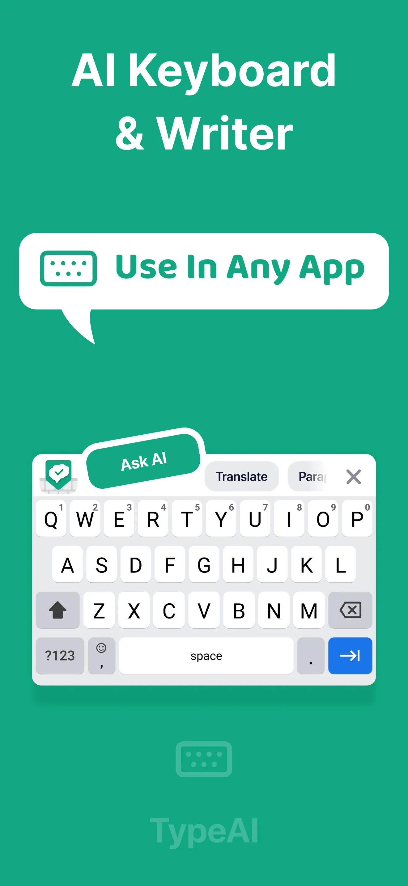 TypeAI: AI Keyboard & Writer iphone screenshot 1