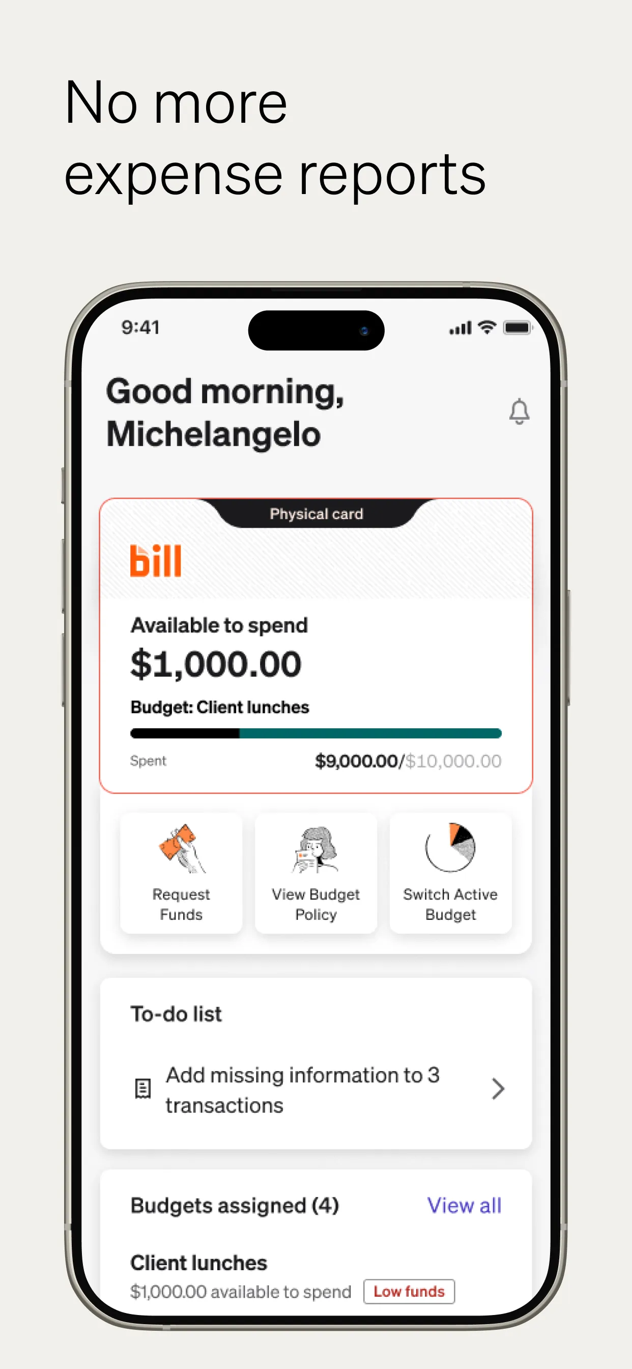 BILL Spend & Expense (Divvy) iphone screenshot 1
