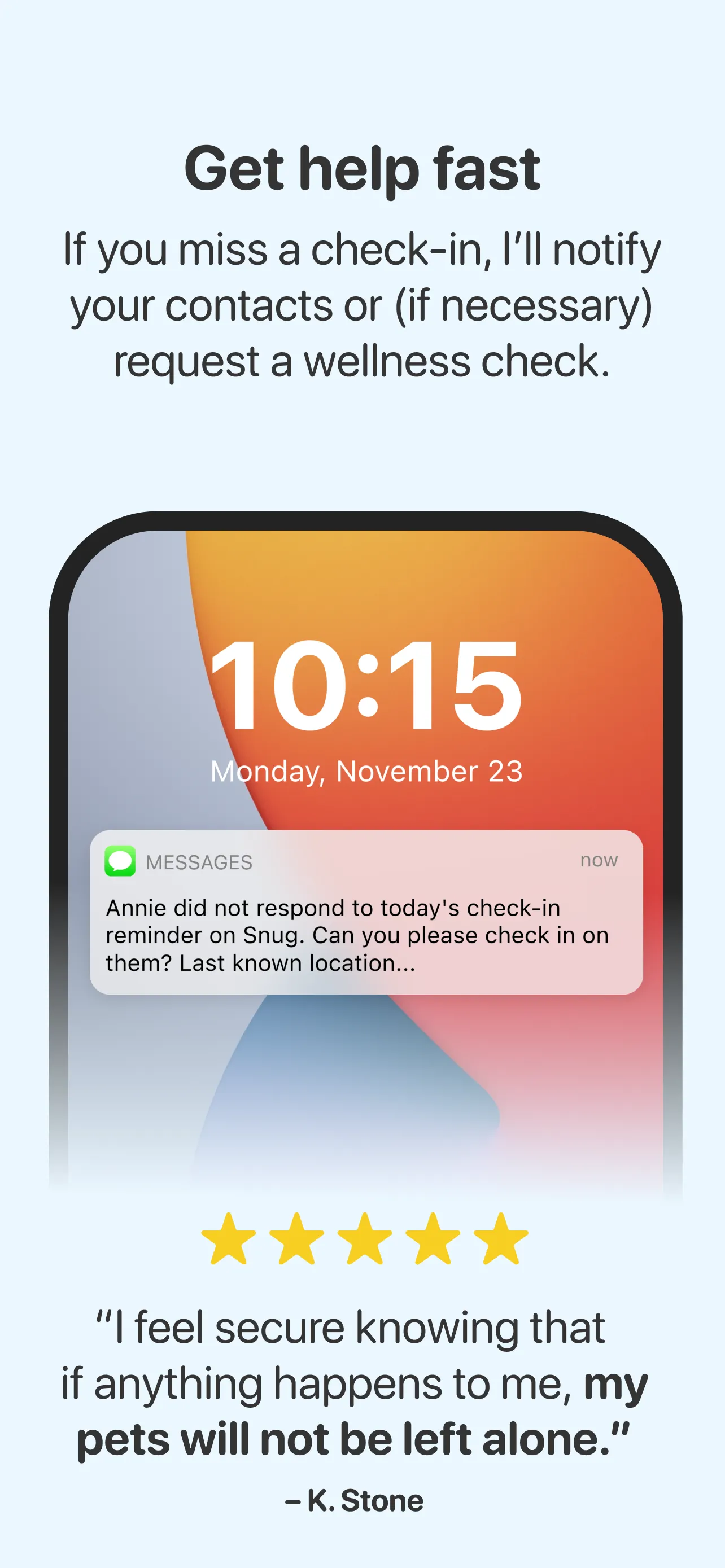 Snug Safety iphone screenshot 5