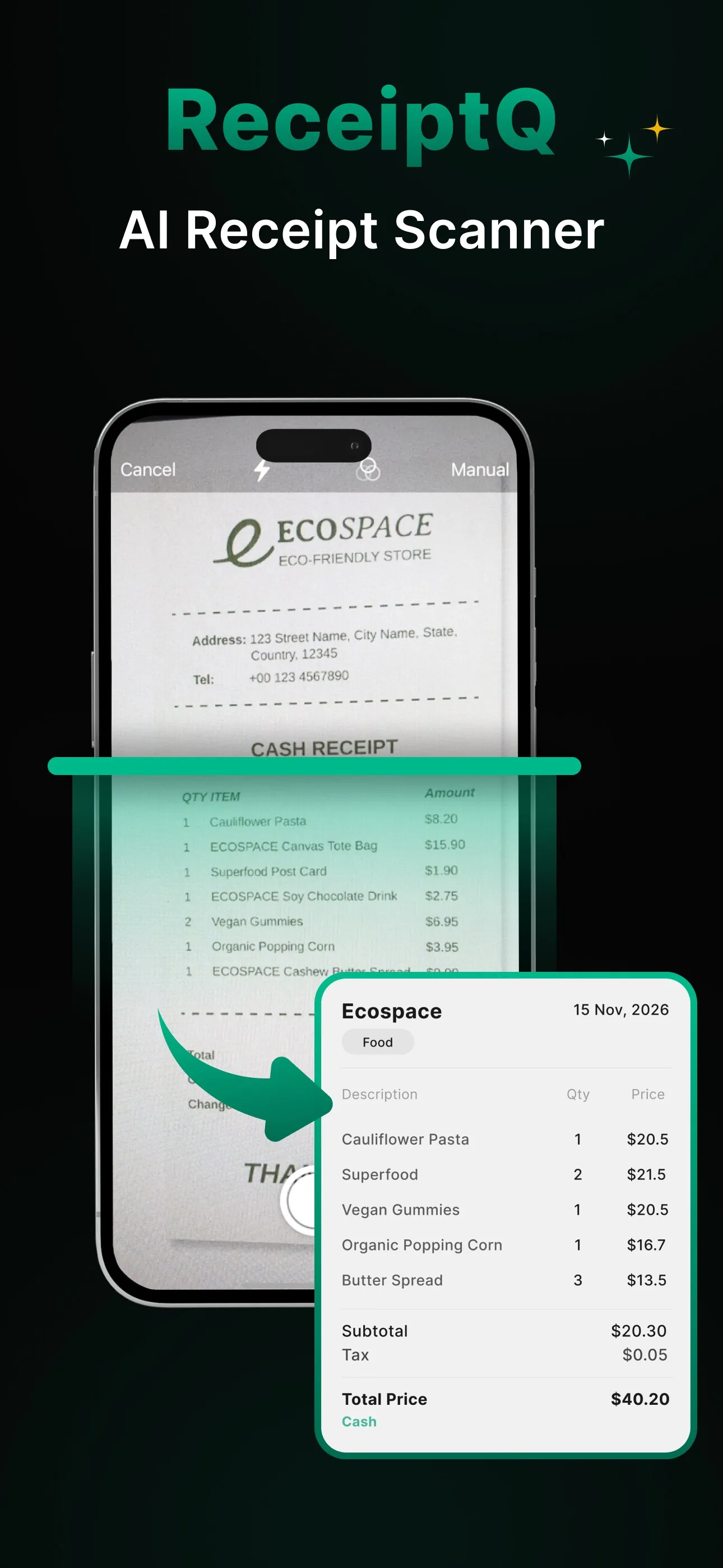 Receipt Scanner AI - ReceiptQ iphone screenshot 1