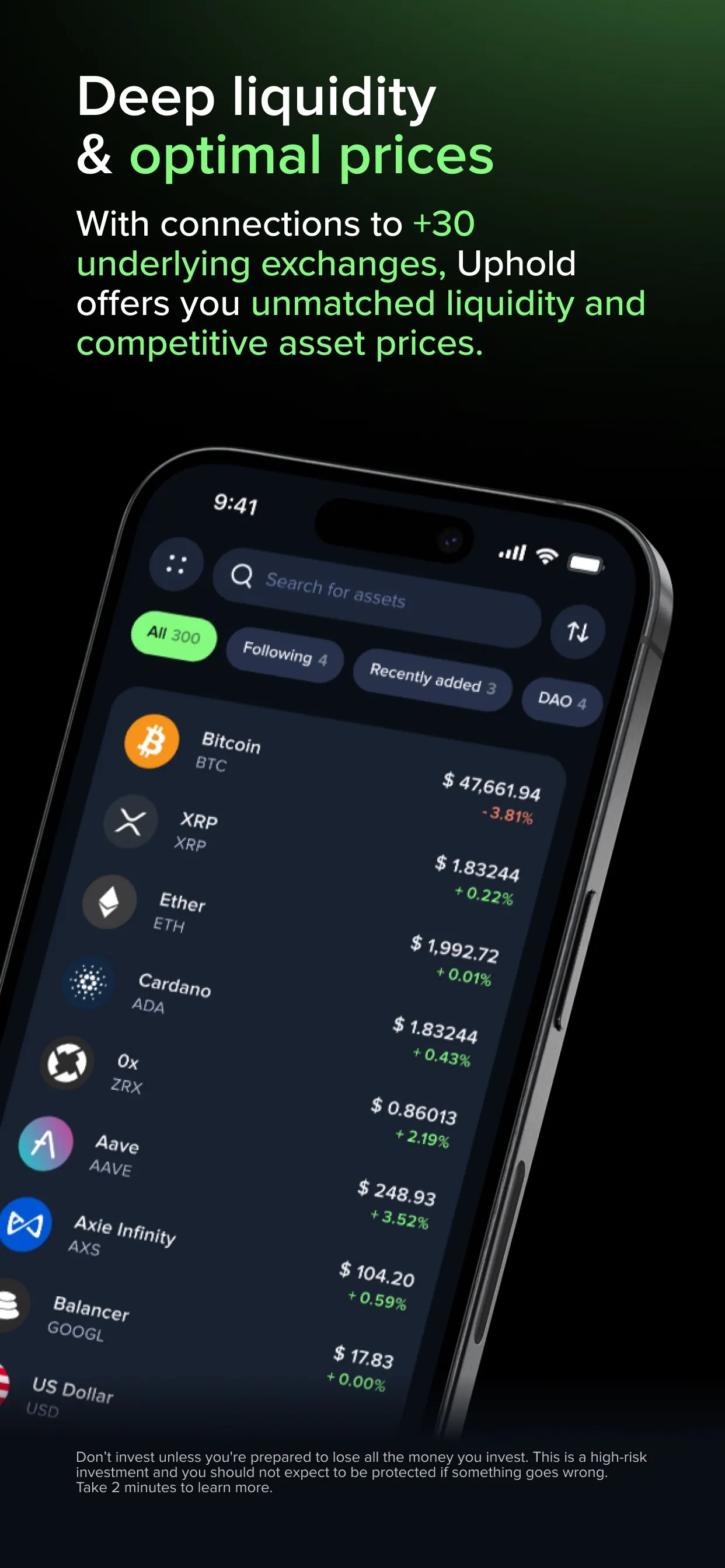 Uphold: Buy BTC, ETH and 360+ iphone screenshot 5