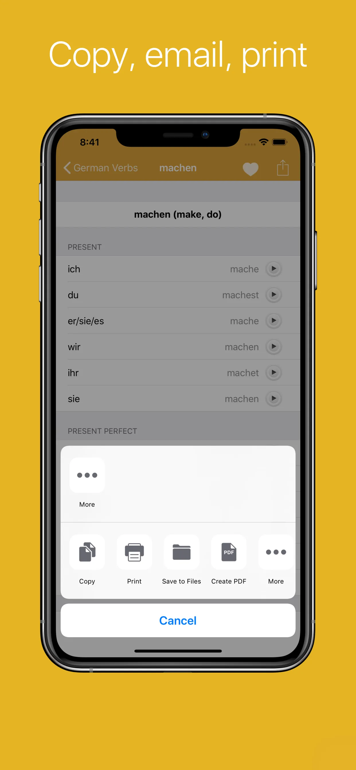 German Verb Conjugator Pro iphone screenshot 5