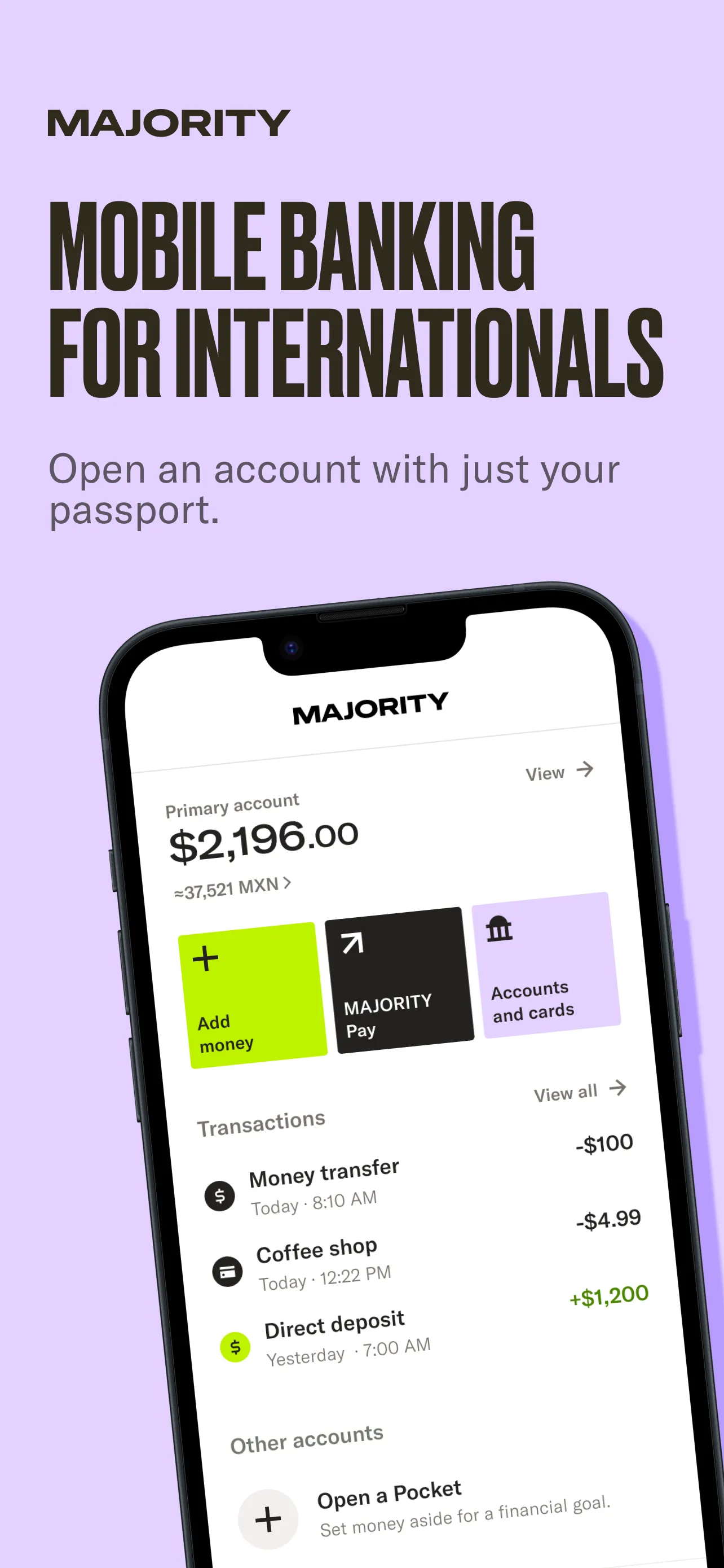 MAJORITY: Mobile banking iphone screenshot 1
