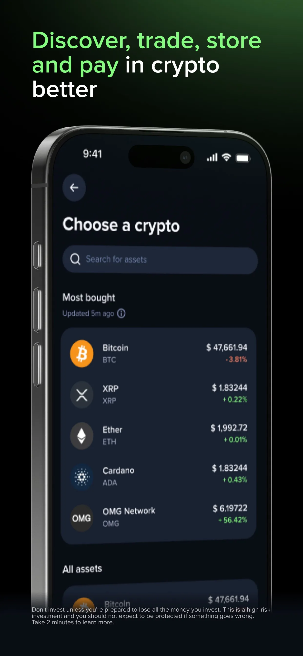 Uphold: Buy BTC, ETH and 360+ iphone screenshot 1