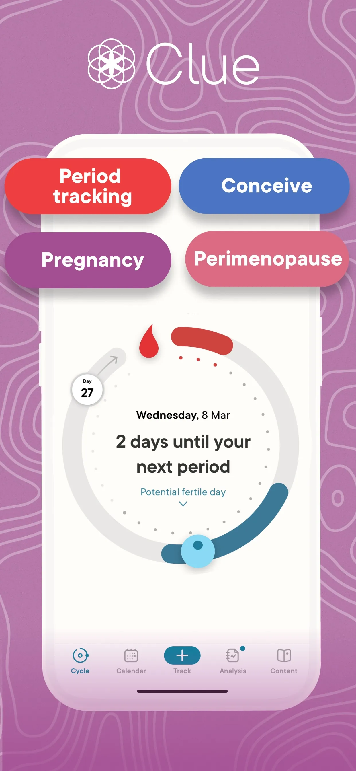 Clue Period & Cycle Tracker iphone screenshot 1