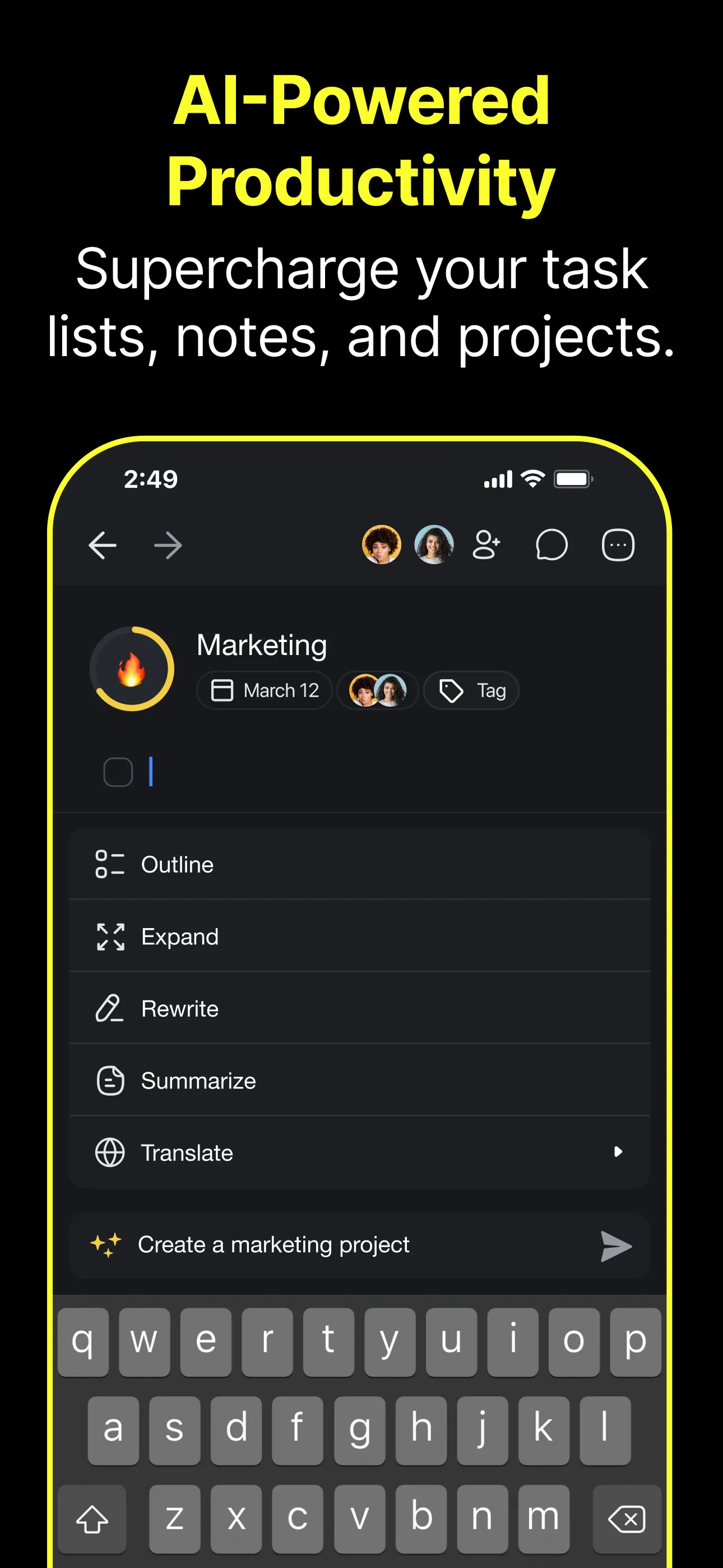 Taskade - AI Agents, Chat Bots iphone screenshot 1