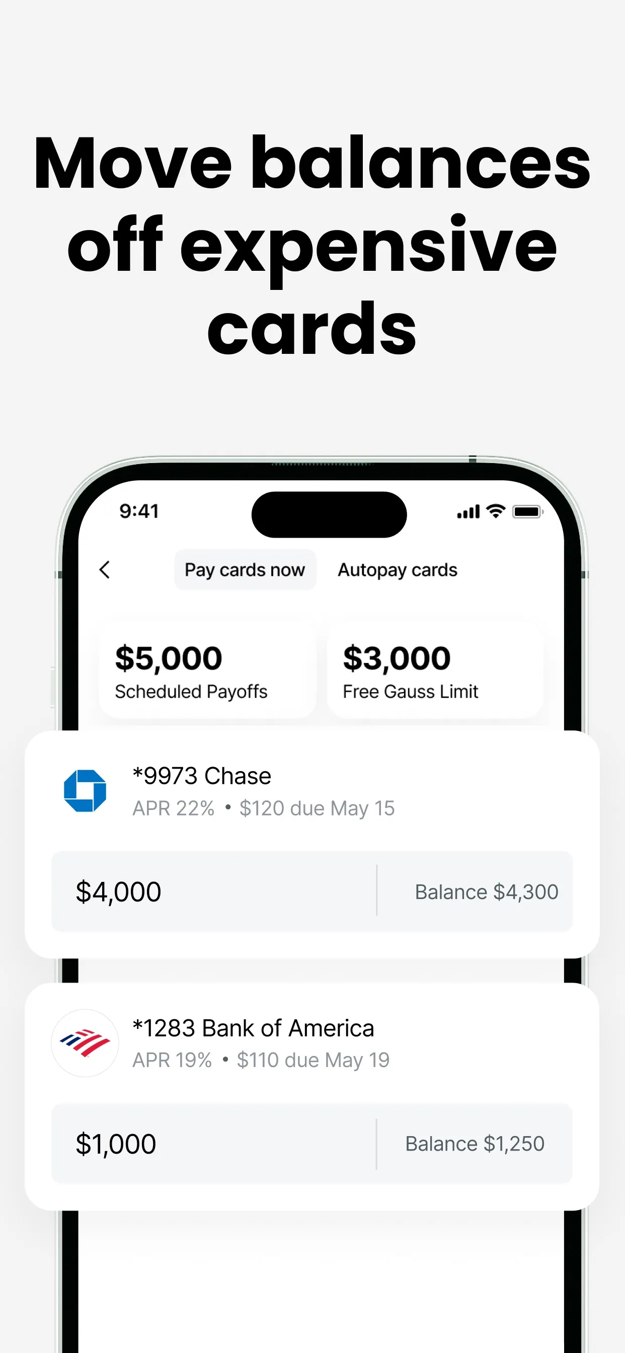 Gauss: Payoff Credit Card Debt iphone screenshot 4