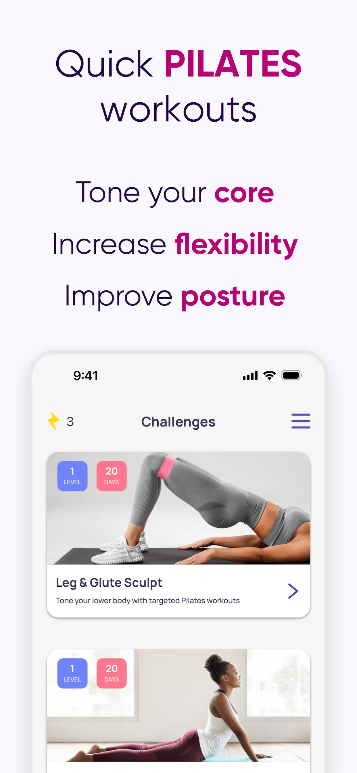 5 Minute Pilates Workout iphone screenshot 1