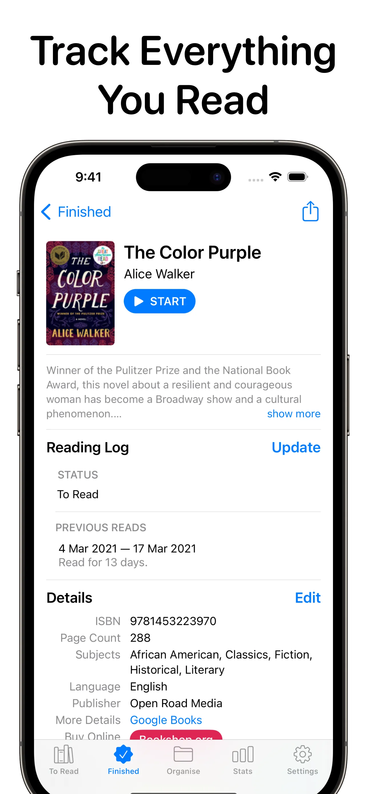 Reading List: Book Tracker iphone screenshot 2