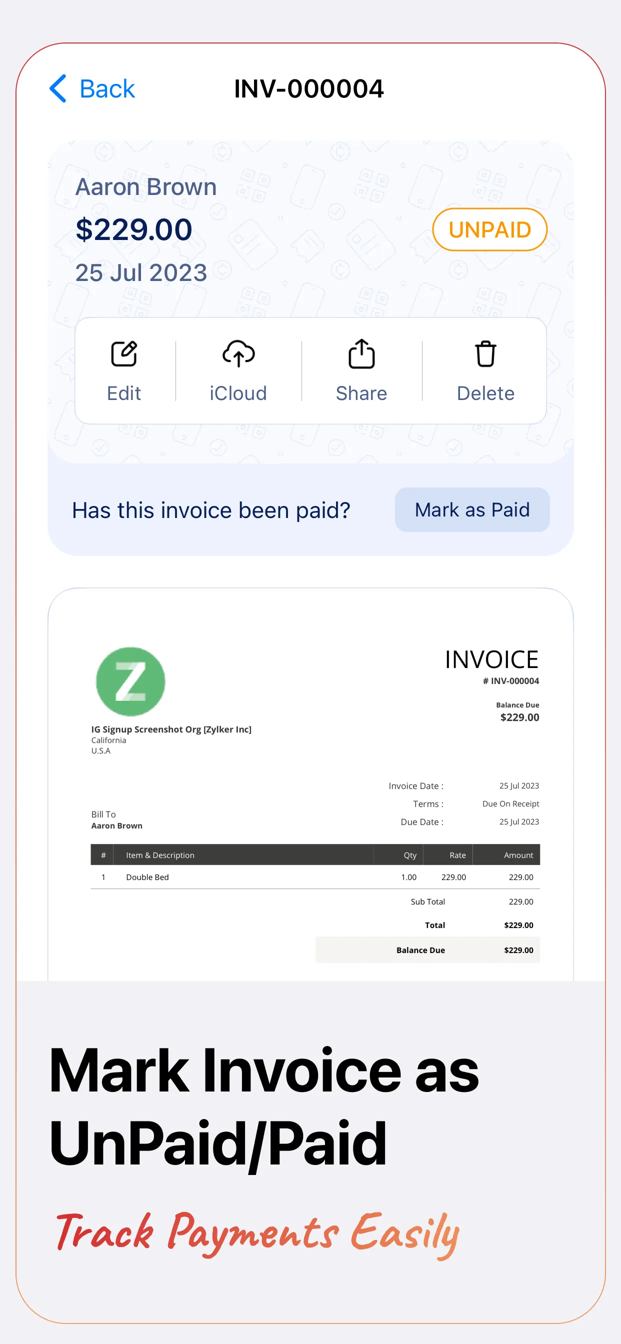 Invoice Generator - Zoho iphone screenshot 2