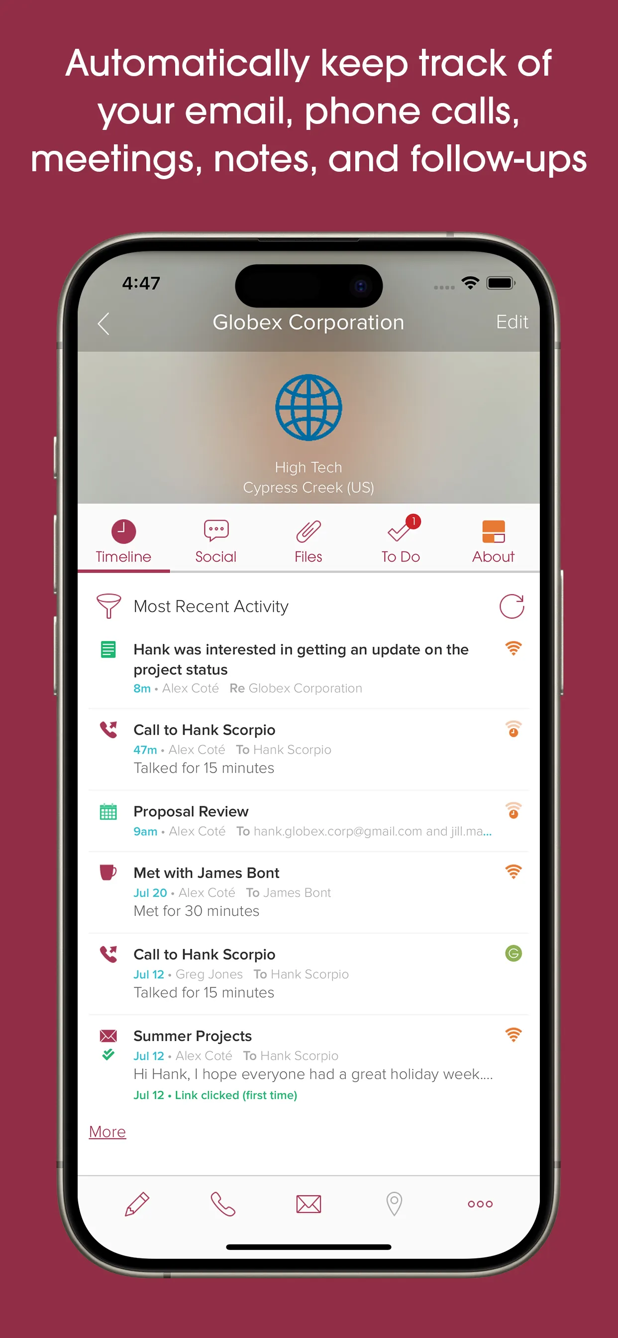 Cloze Relationship Management iphone screenshot 3