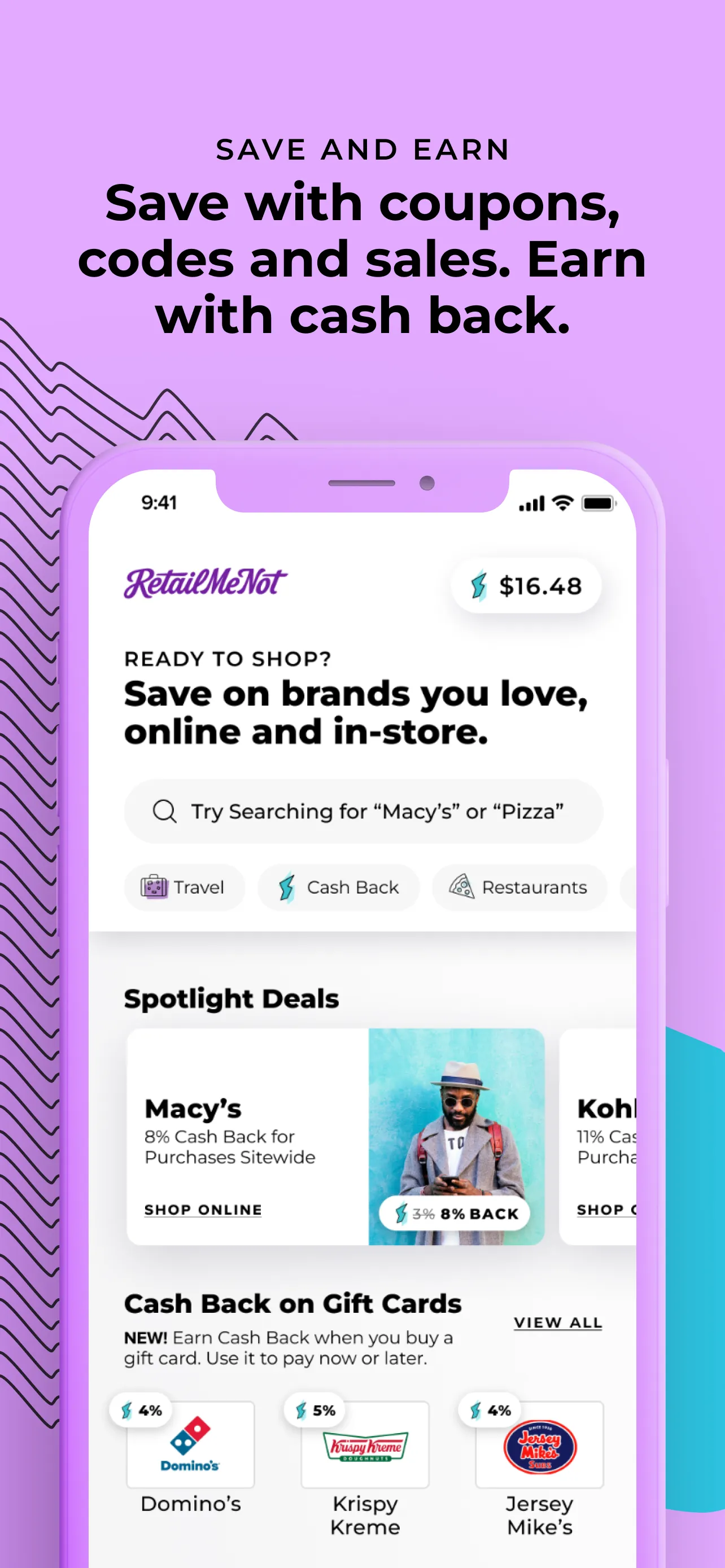 RetailMeNot: Cash Back & Codes iphone screenshot 1