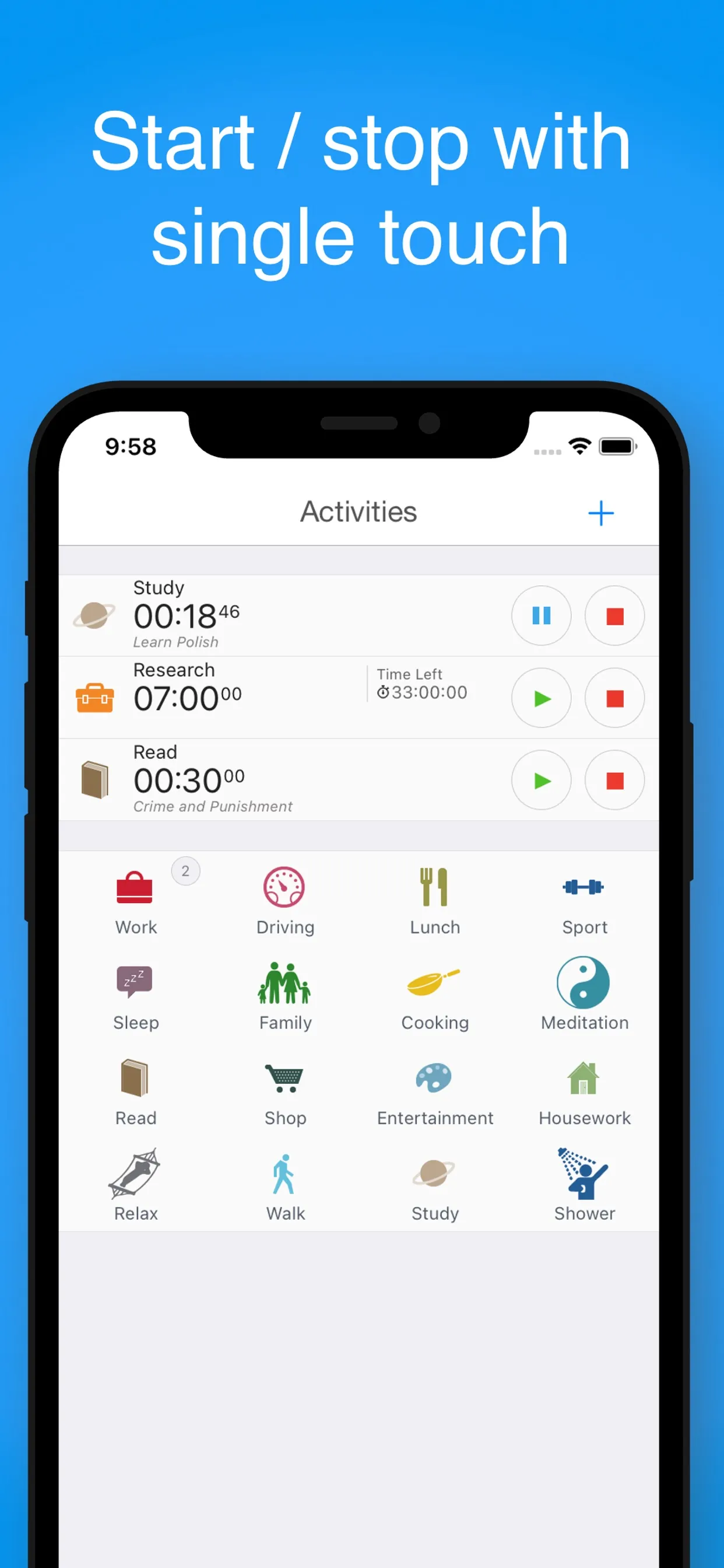 aTimeLogger Time Tracker iphone screenshot 1
