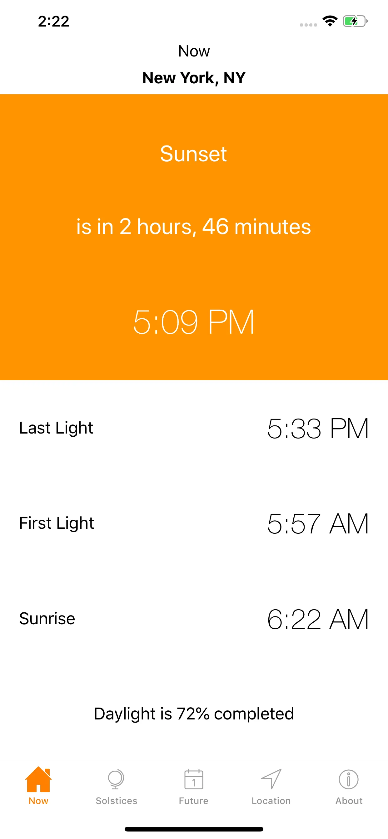 Sunrise Sunset Times iphone screenshot 1