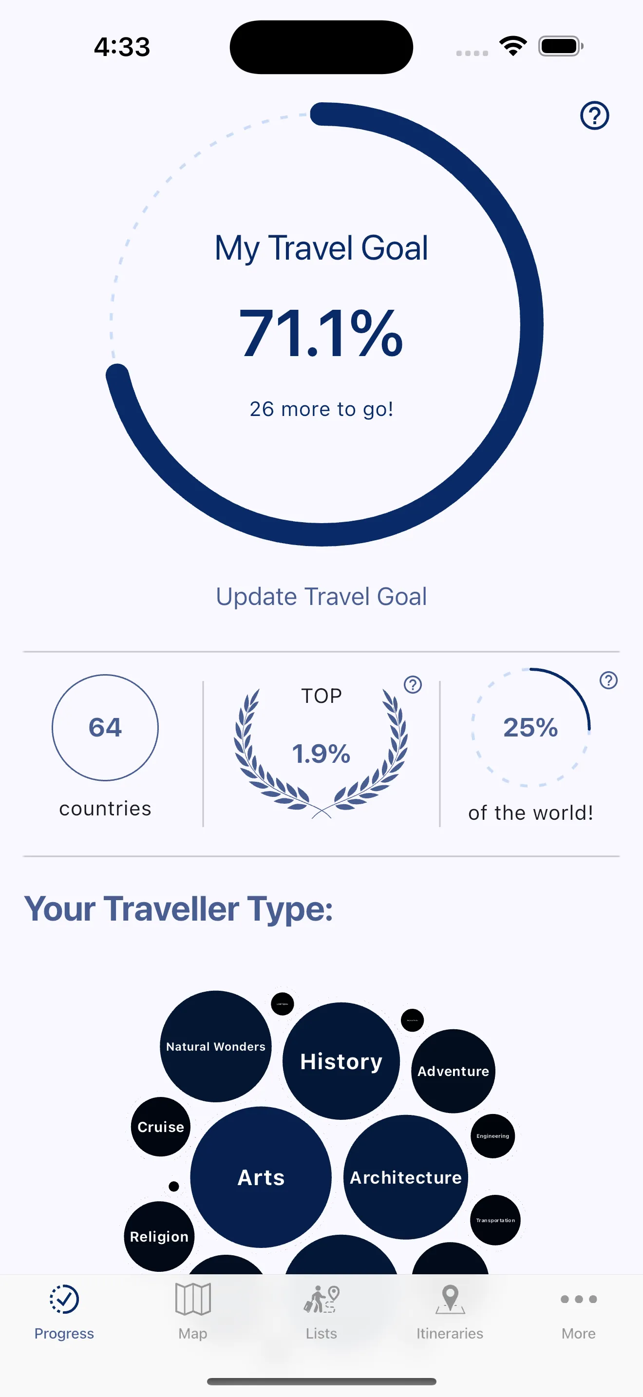 Visited: Travel Map With Lists iphone screenshot 5