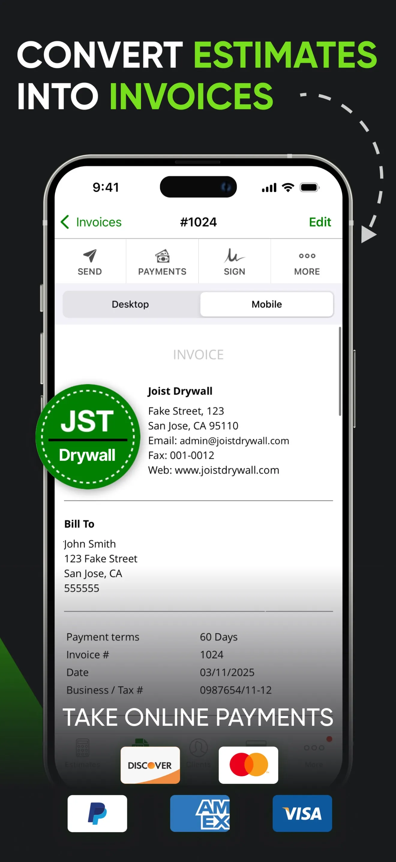 Joist: Estimate Invoice Maker iphone screenshot 3