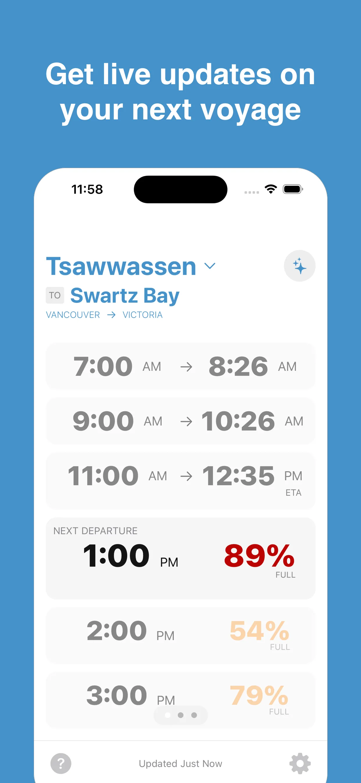 BC Ferry Times iphone screenshot 1