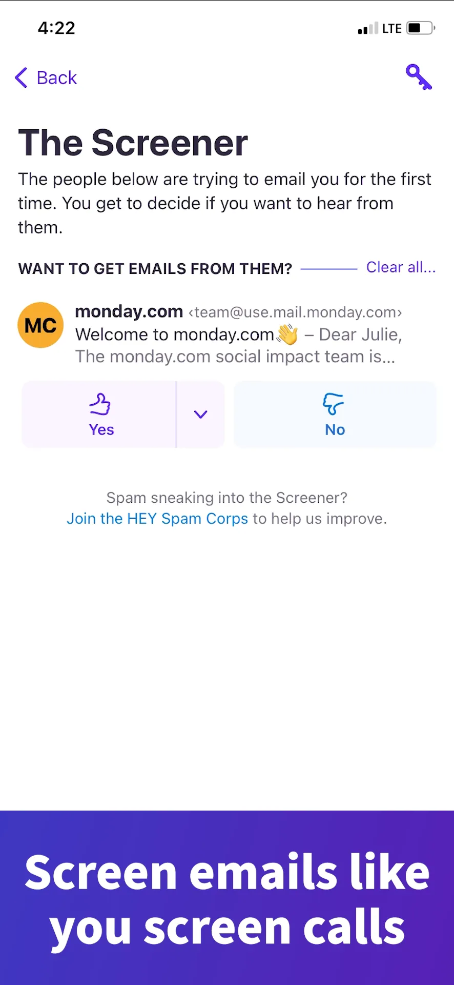 HEY Email iphone screenshot 1