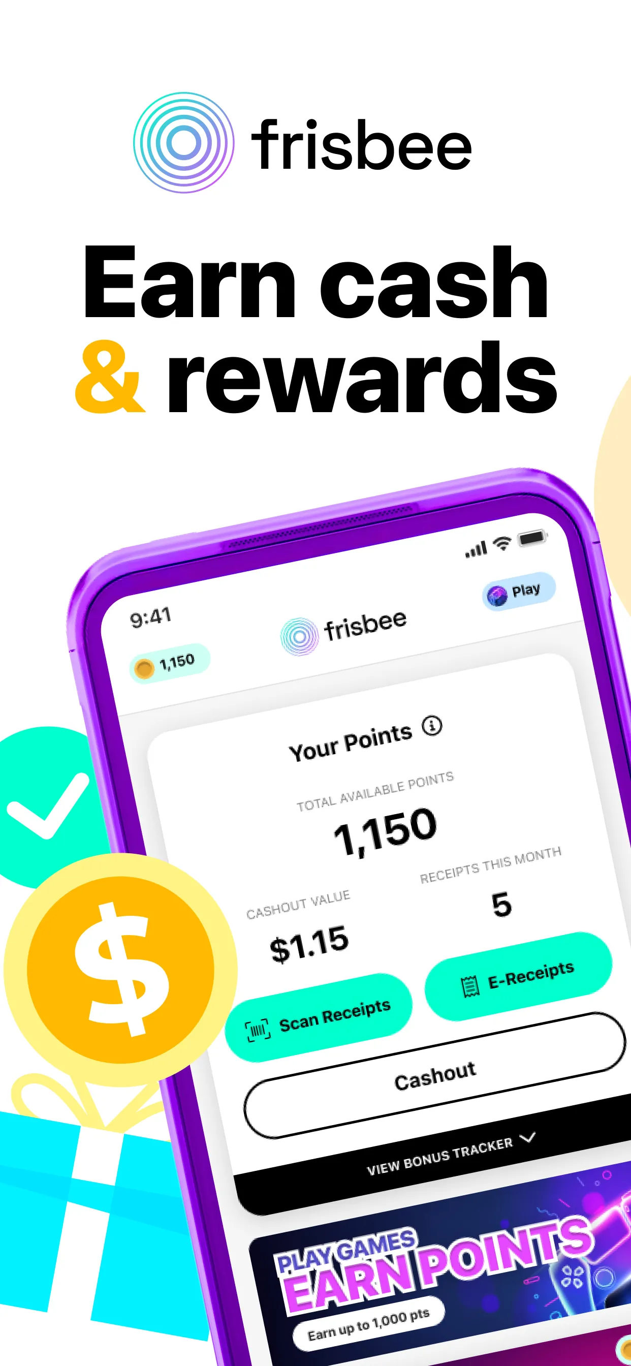 Frisbee: Rewards for Receipts iphone screenshot 1