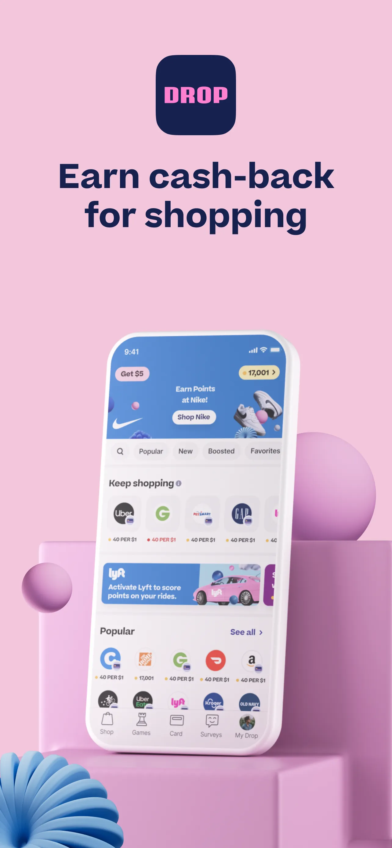 Drop: Shop Cash Back & Rewards iphone screenshot 1