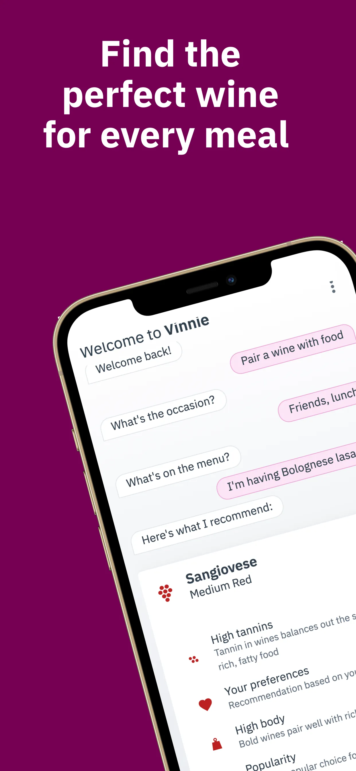 Vinnie - Your wine assistant iphone screenshot 1