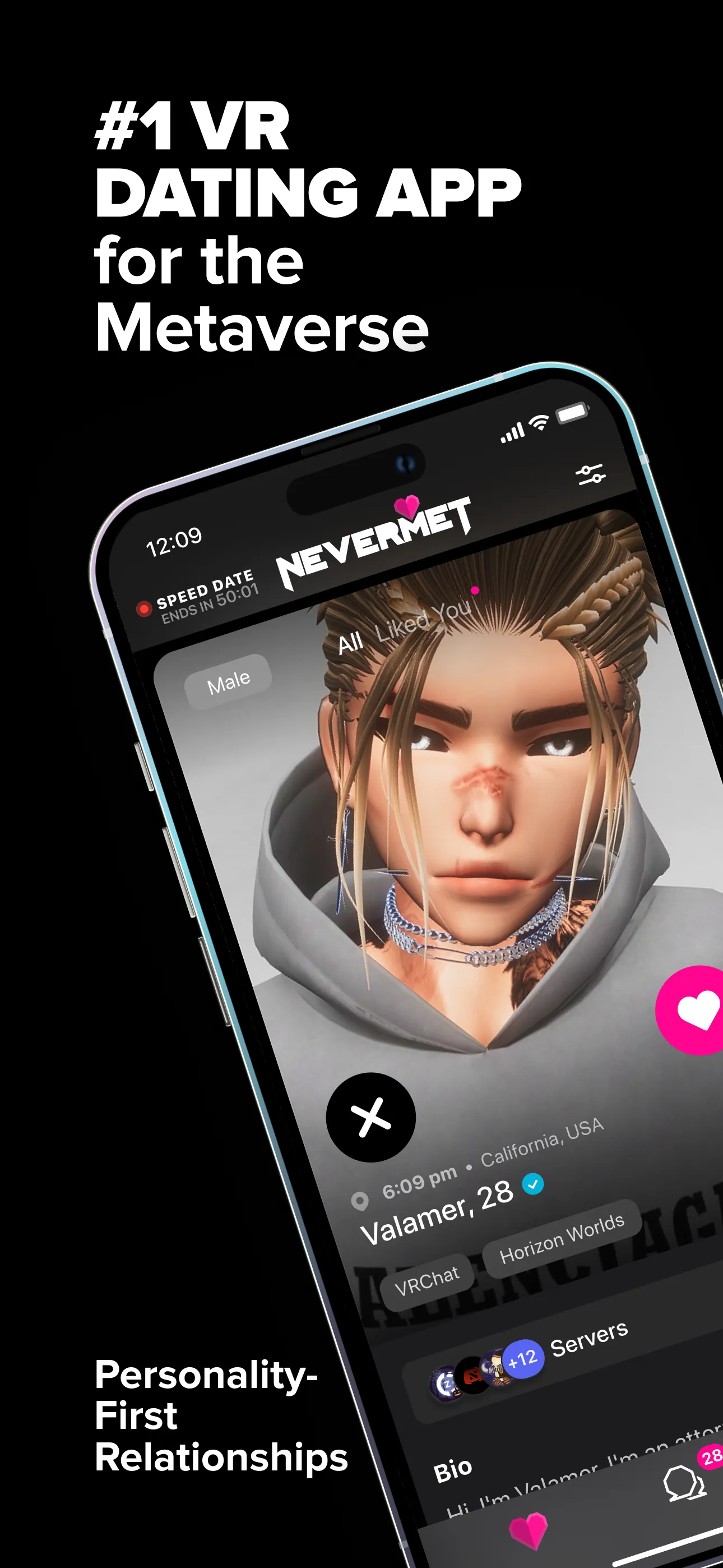 Nevermet - VR Dating Metaverse iphone screenshot 1